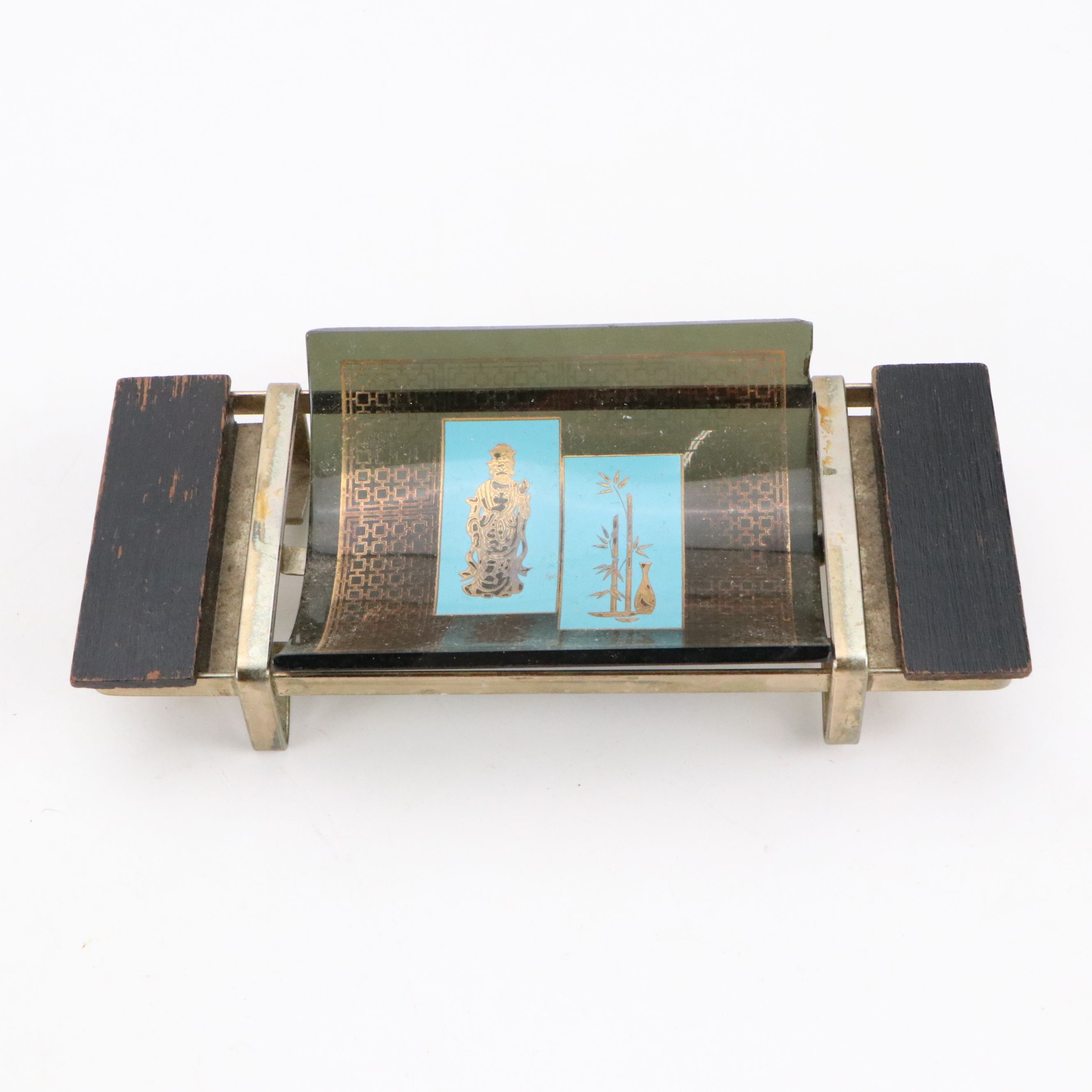 East Asian Calligraphy Turnip Inkwell with Action Italian Netsuke and Metal Box