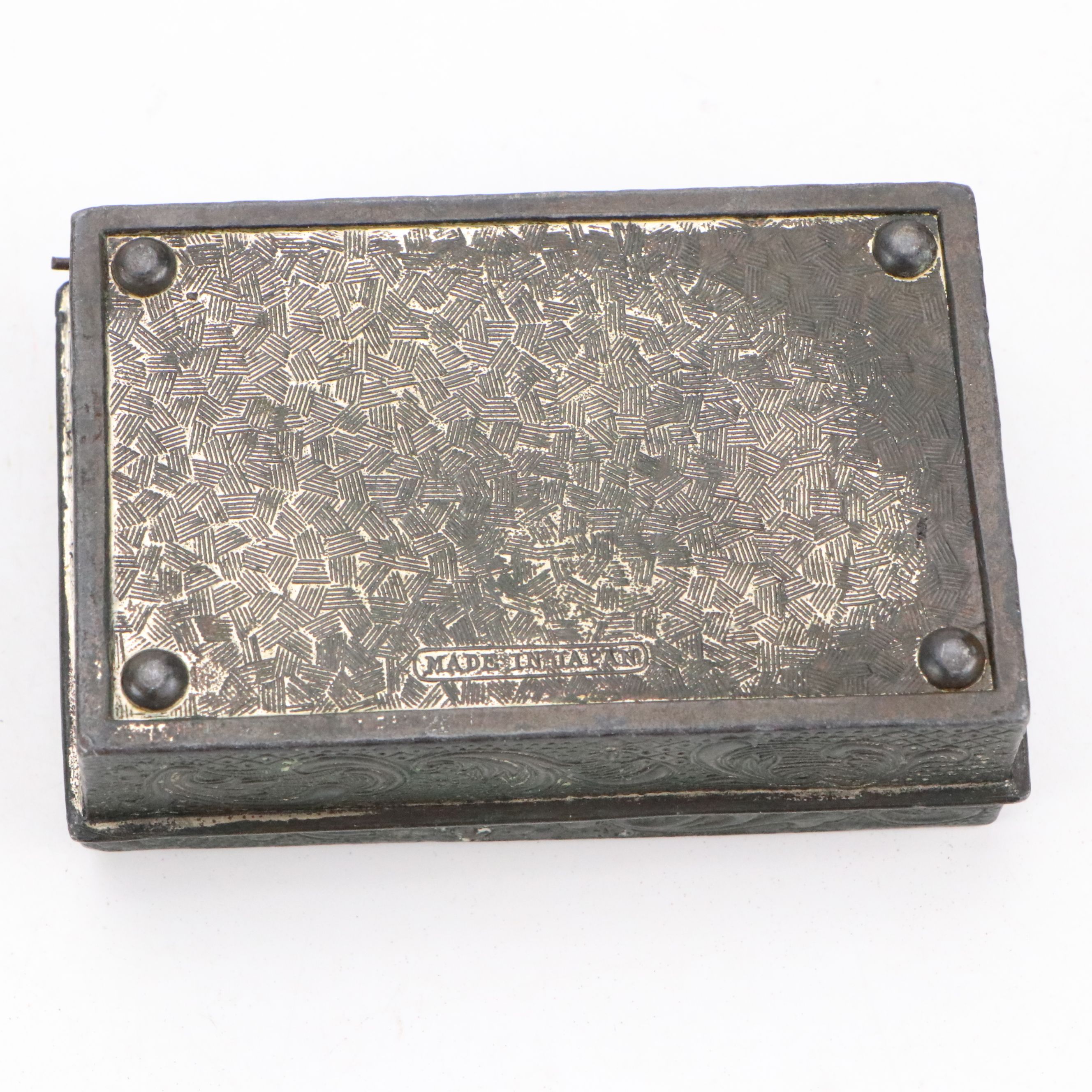 East Asian Calligraphy Turnip Inkwell with Action Italian Netsuke and Metal Box