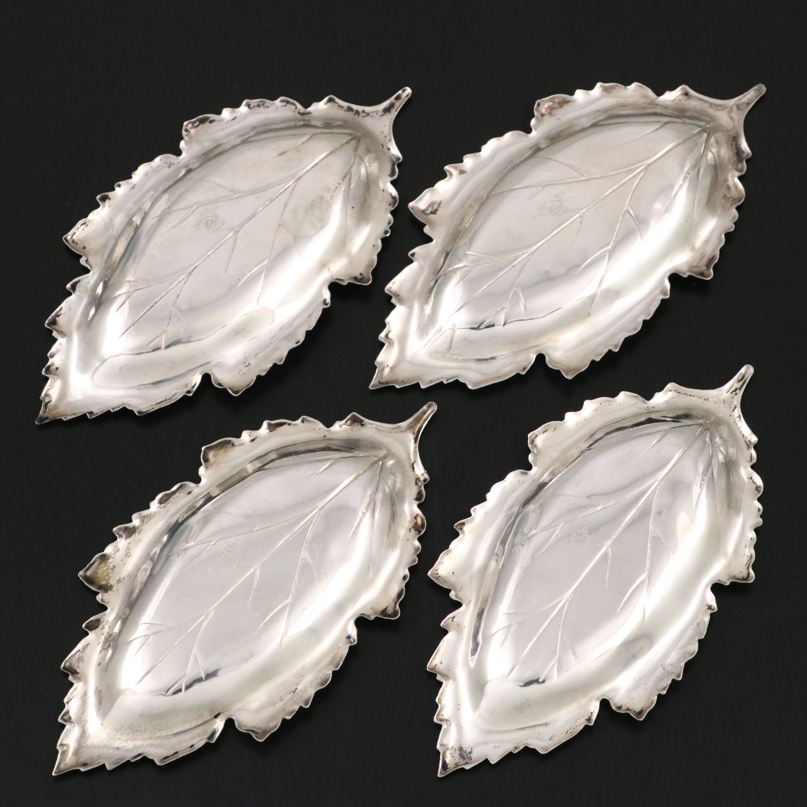 Redlich & Company Sterling Silver Leaf-Shaped Nut Dishes, 20th Century