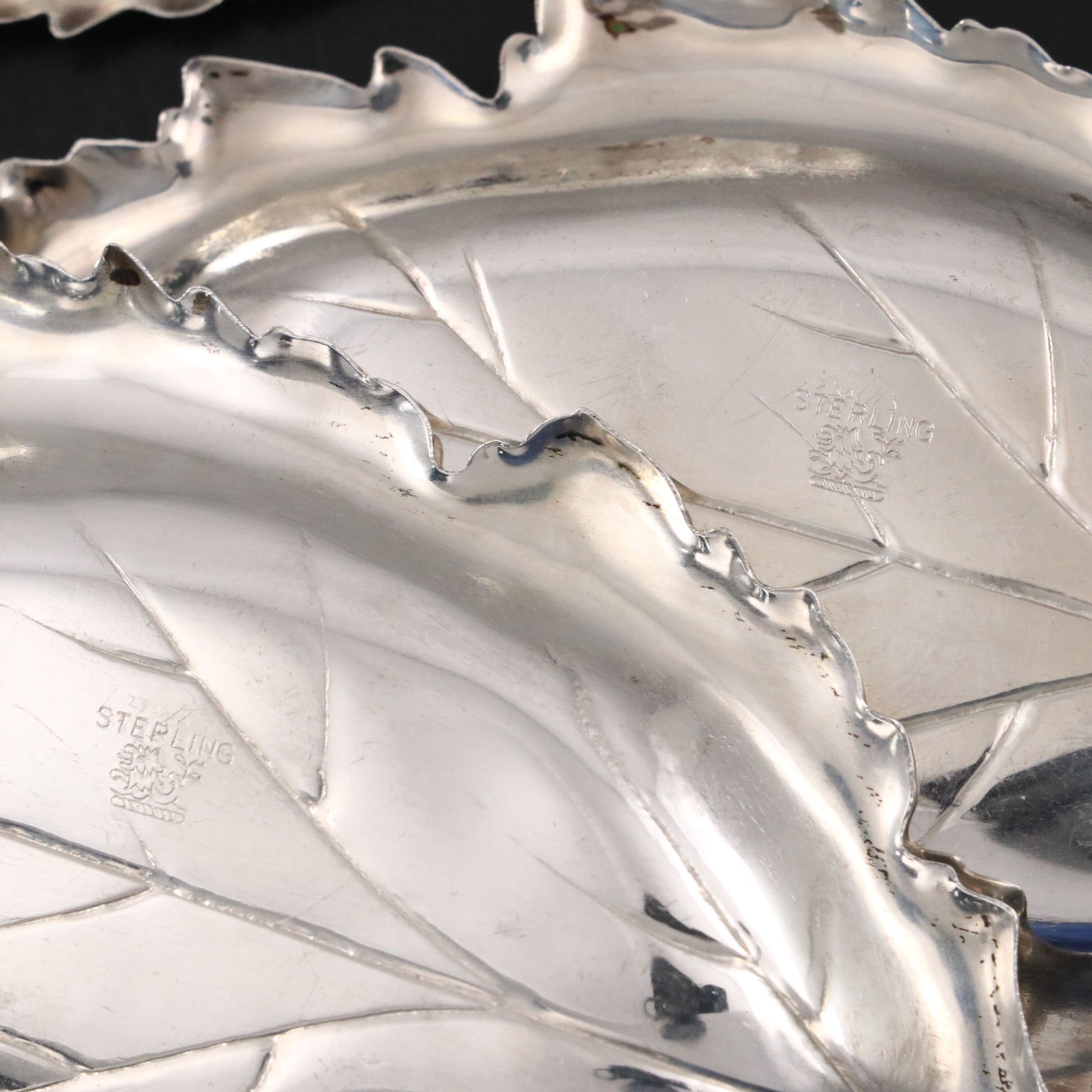 Redlich & Company Sterling Silver Leaf-Shaped Nut Dishes, 20th Century