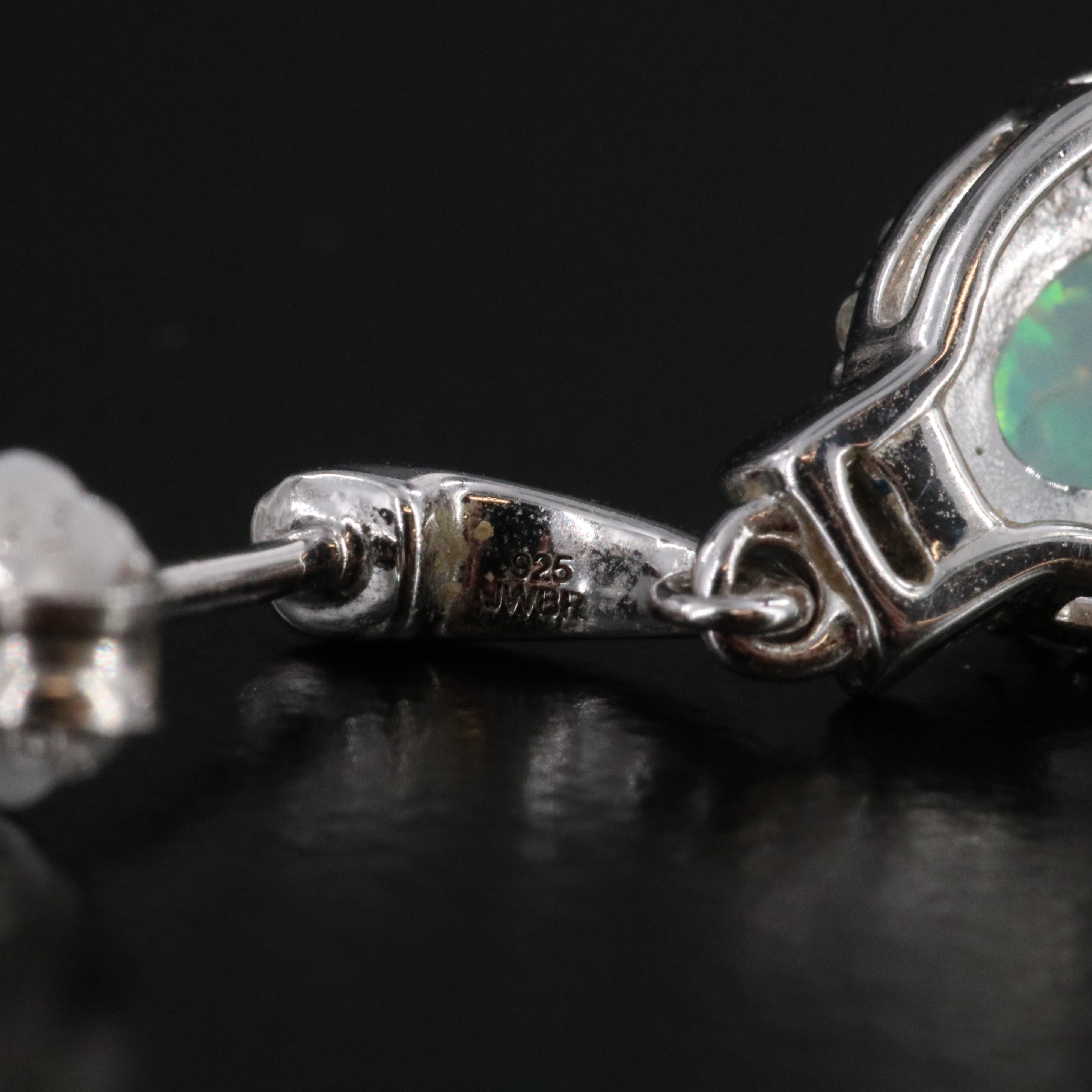 Sterling Opal and White Sapphire Earrings