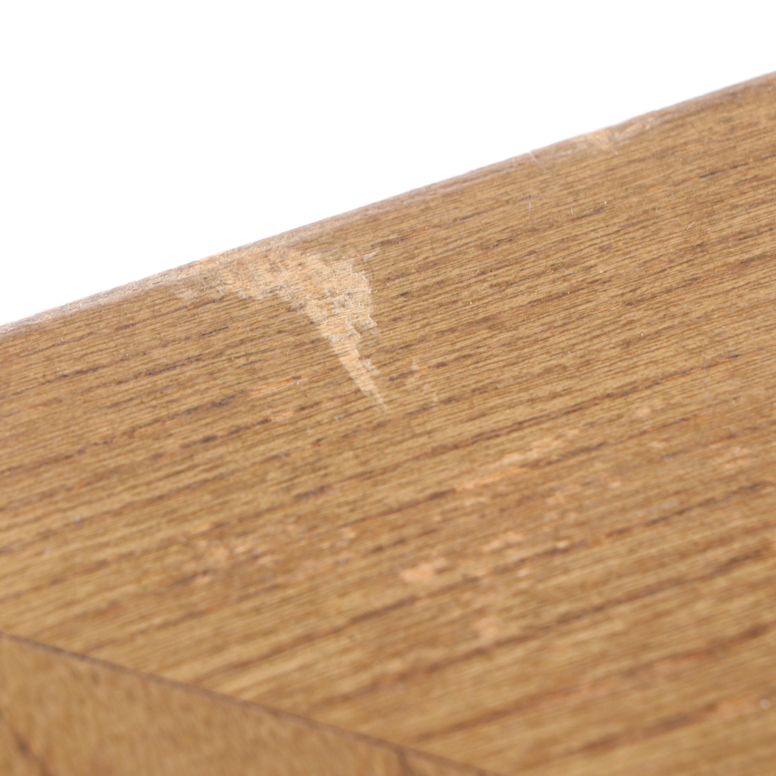 Modern Five Piece Oak Dining Set with Glass Top Inserts