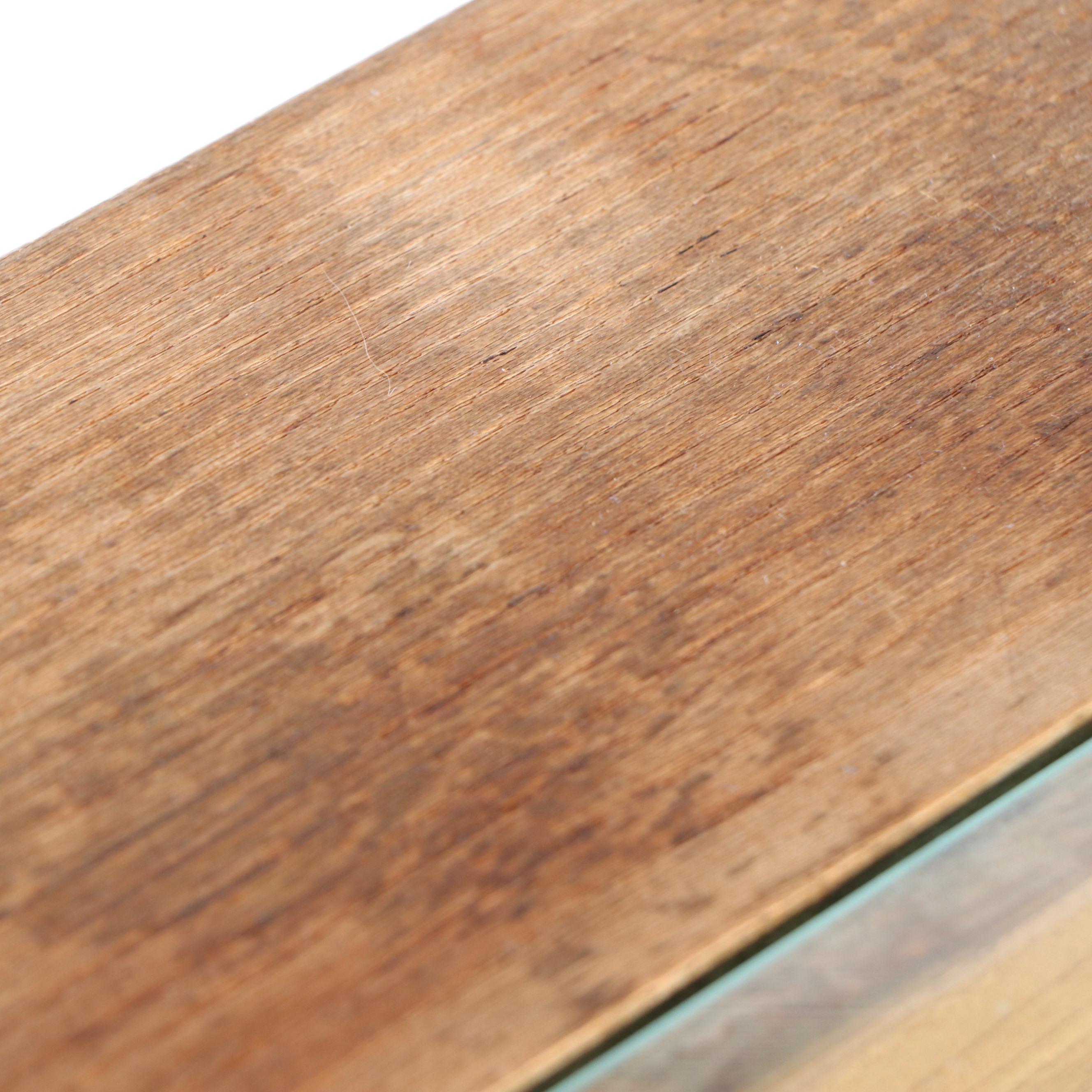 Modern Five Piece Oak Dining Set with Glass Top Inserts