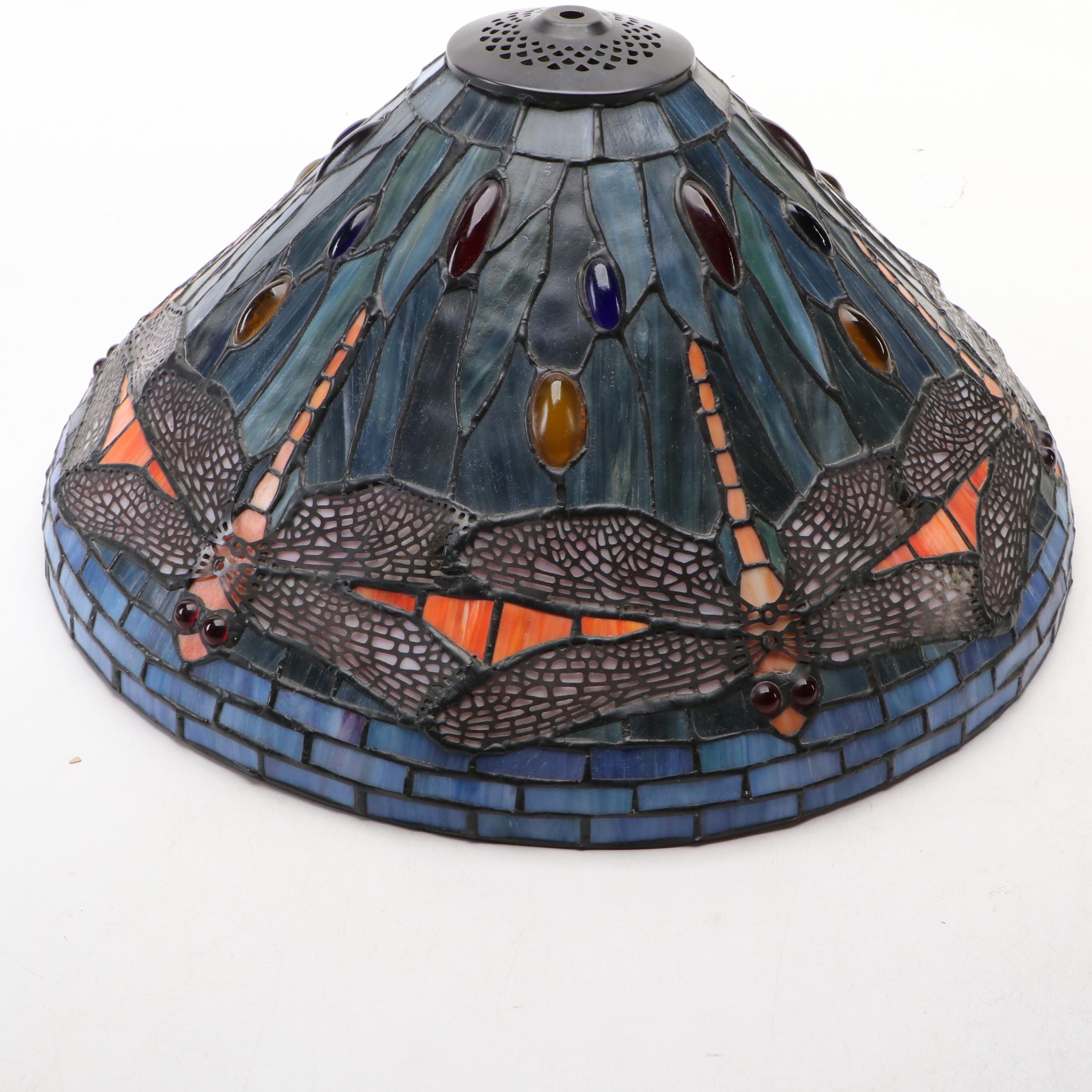 Tiffany Style Stained Glass Dragonfly Lamp, 21st Century