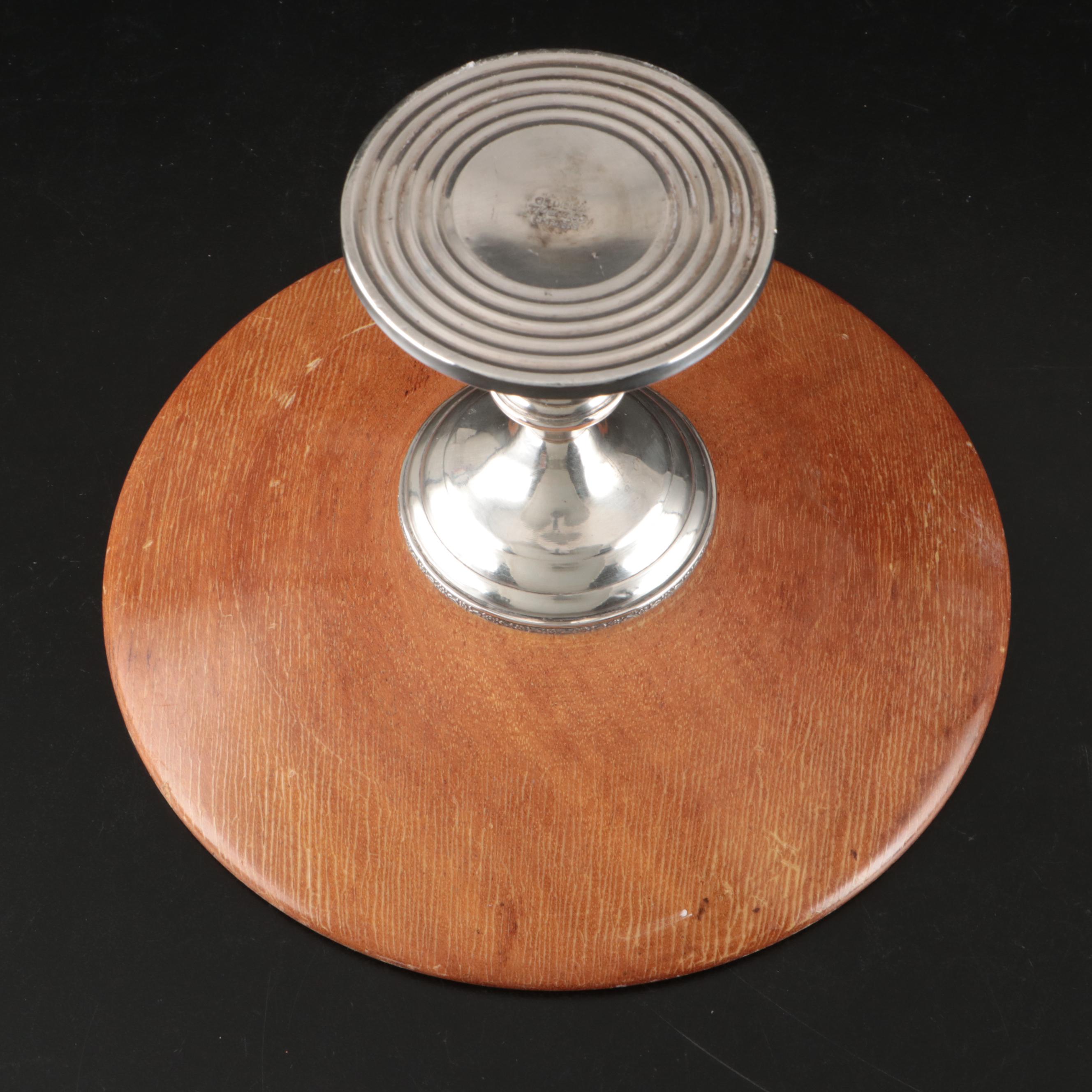 Columbia Sterling Silver and Wood Compote, Mid-20th Century