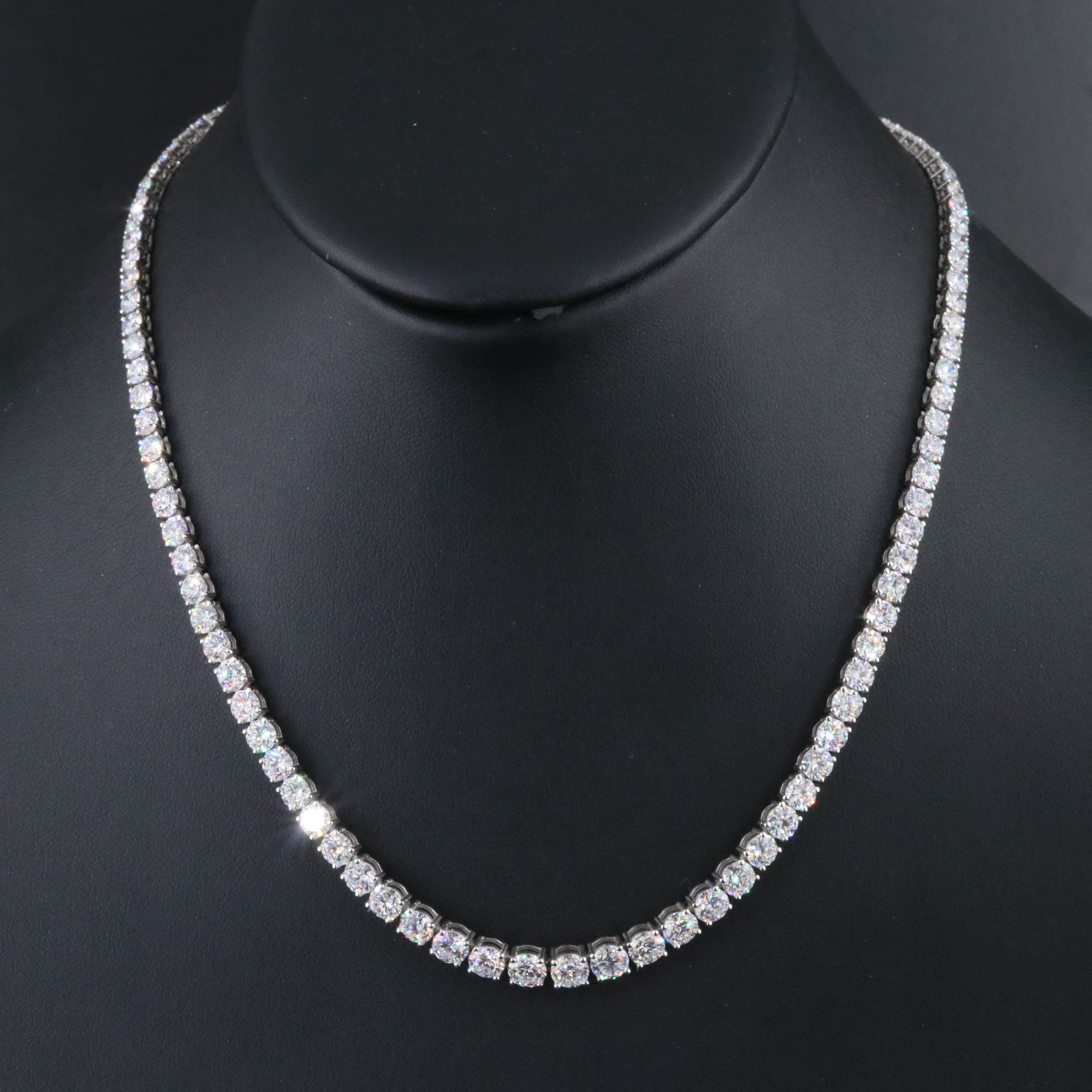 Platinum 21.13 CTW Lab Grown Diamond Riviera Necklace
