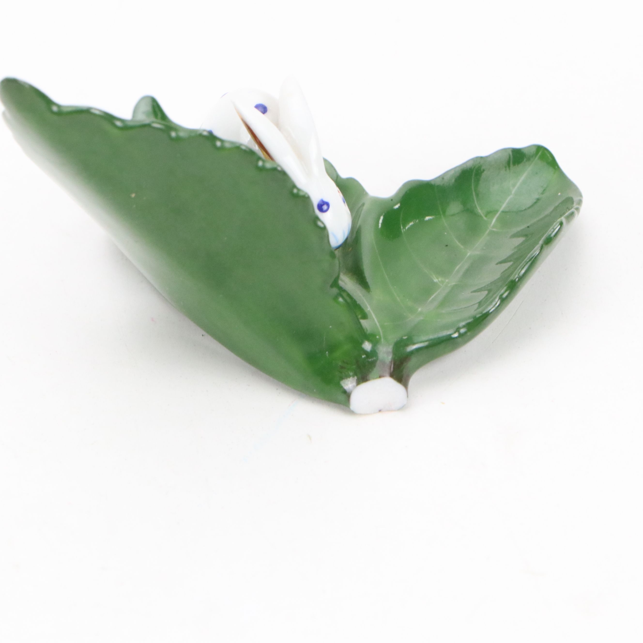 Herend "Rabbit on Leaf" Porcelain Figurine with Other Ceramic Animals