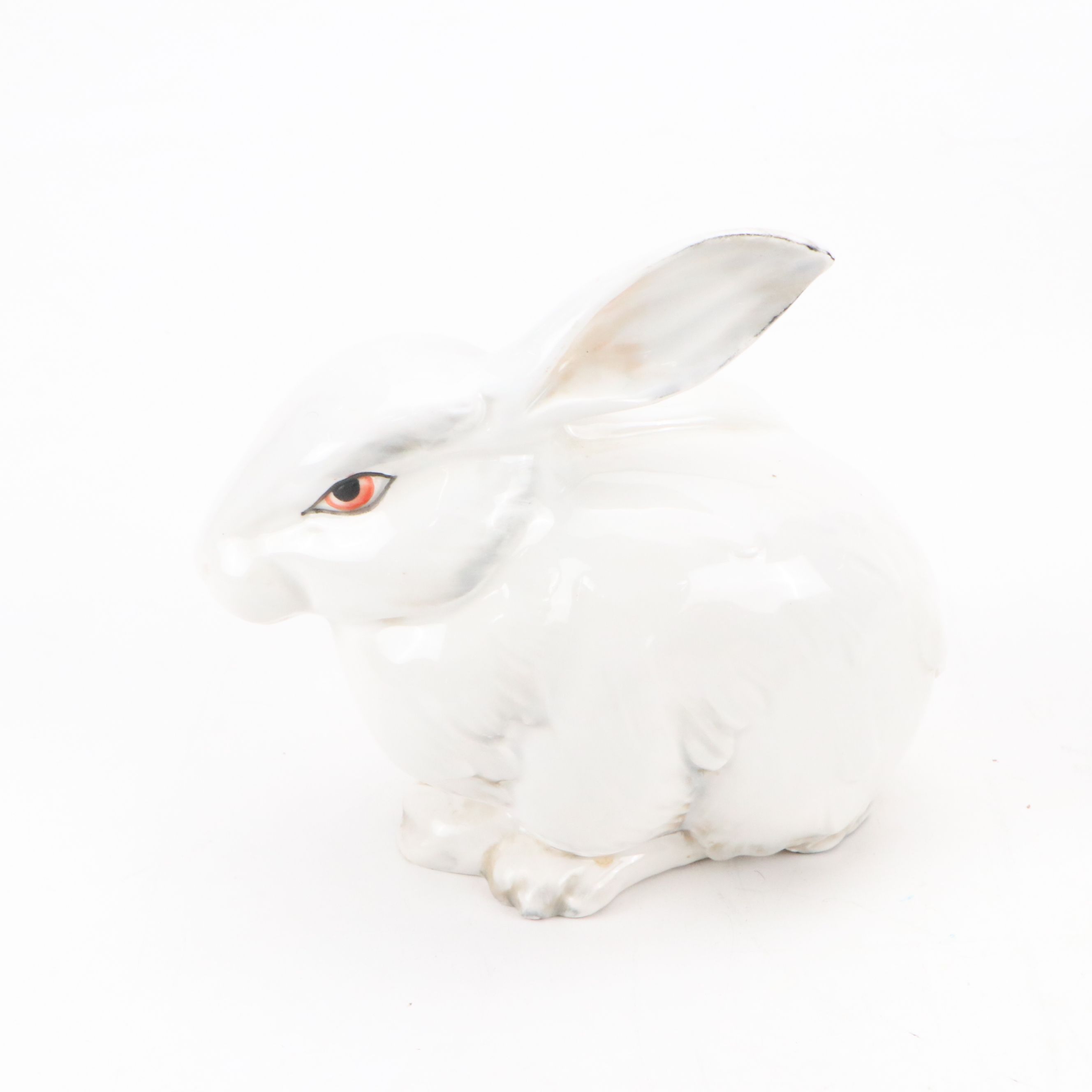 Herend "Rabbit on Leaf" Porcelain Figurine with Other Ceramic Animals