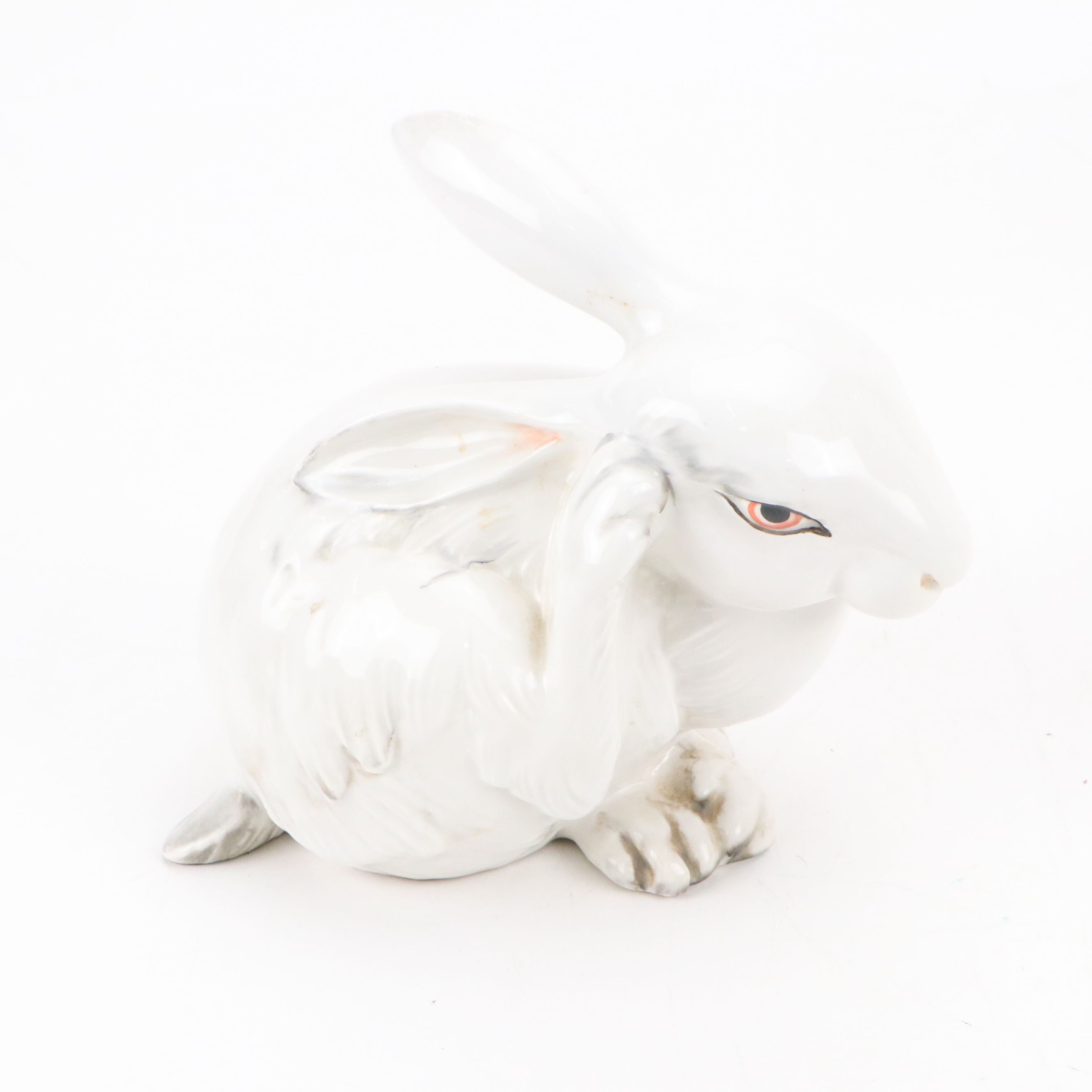 Herend "Rabbit on Leaf" Porcelain Figurine with Other Ceramic Animals