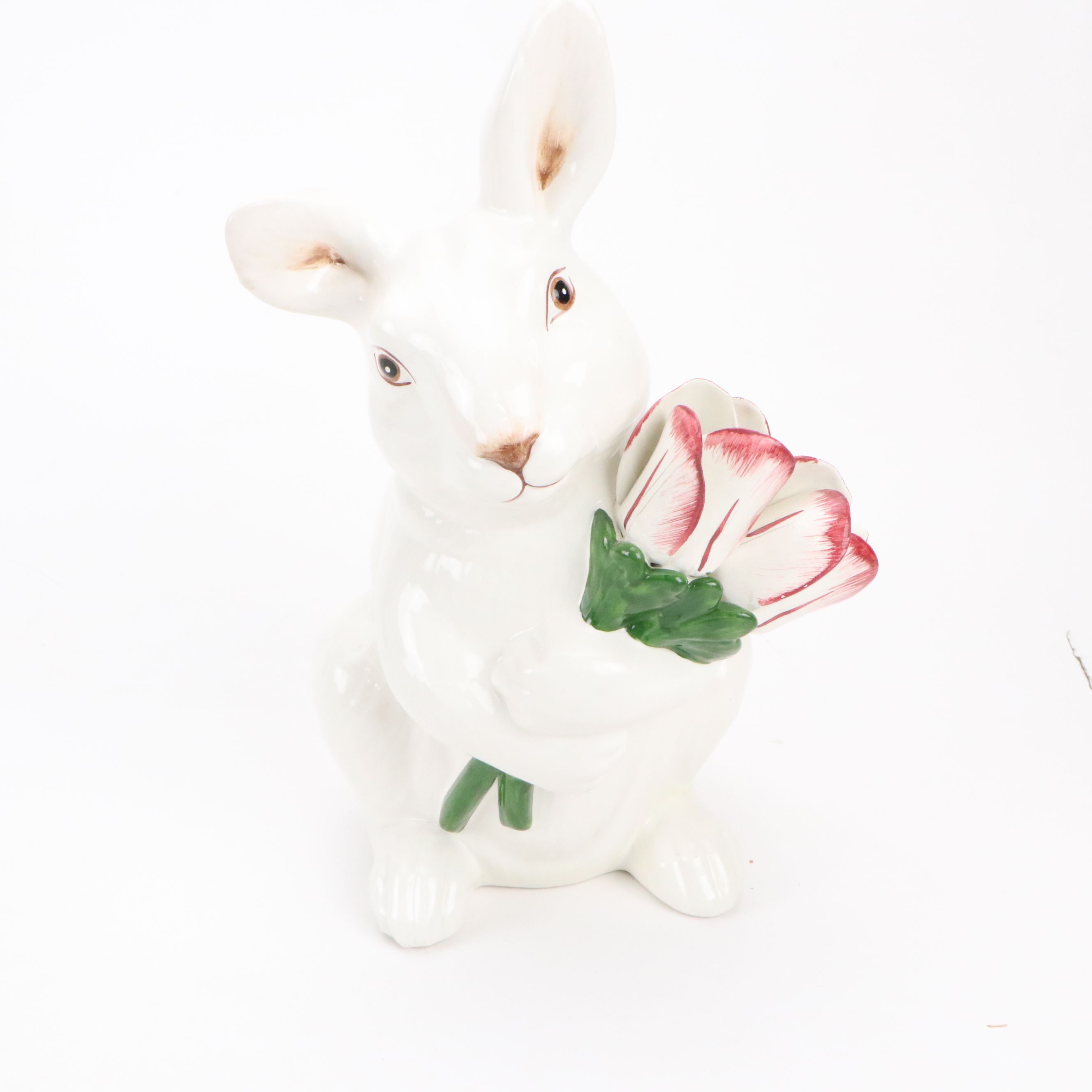 Herend "Rabbit on Leaf" Porcelain Figurine with Other Ceramic Animals