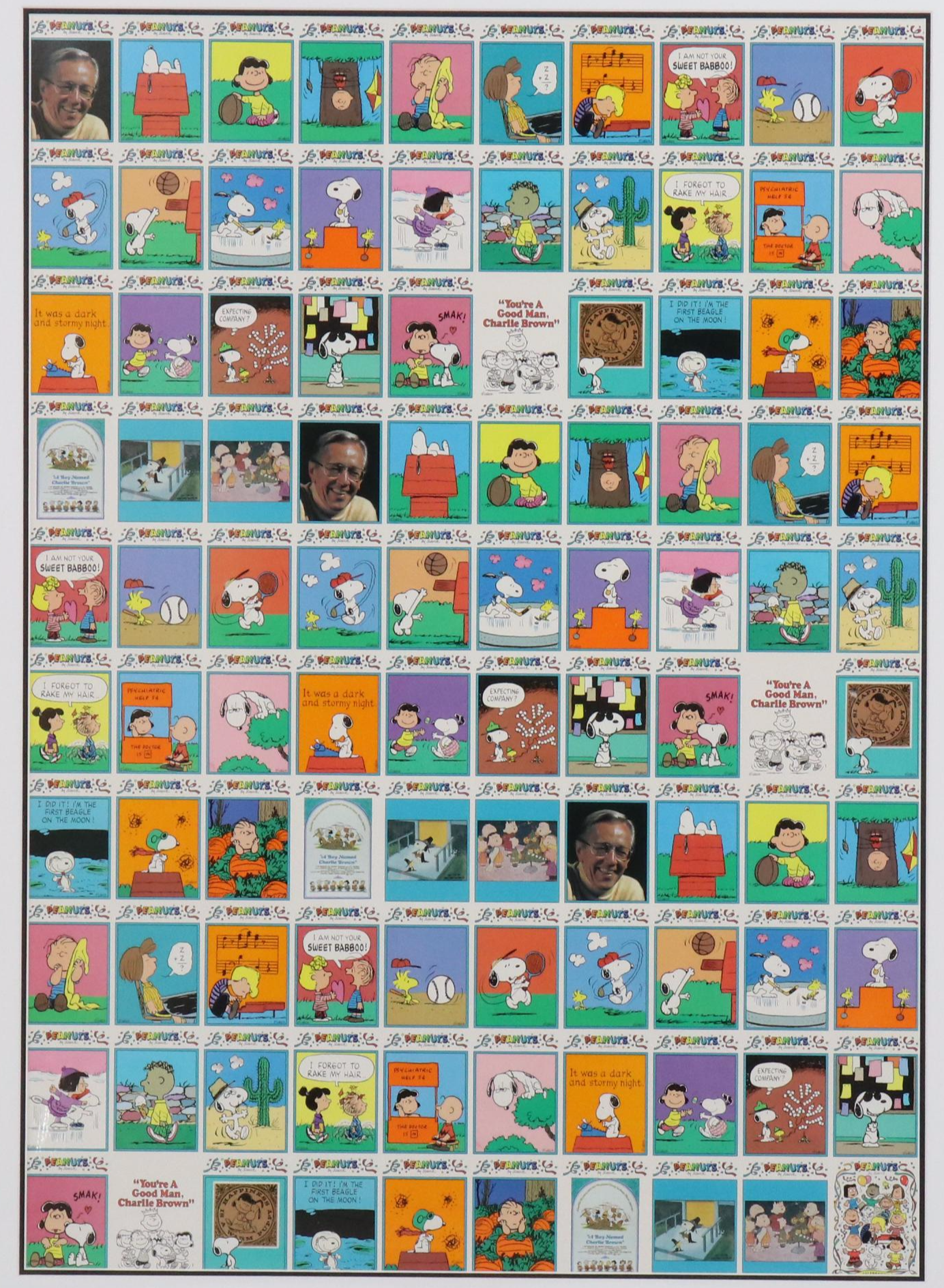 "Peanuts by Schulz" Sheet of Uncut Trading Cards