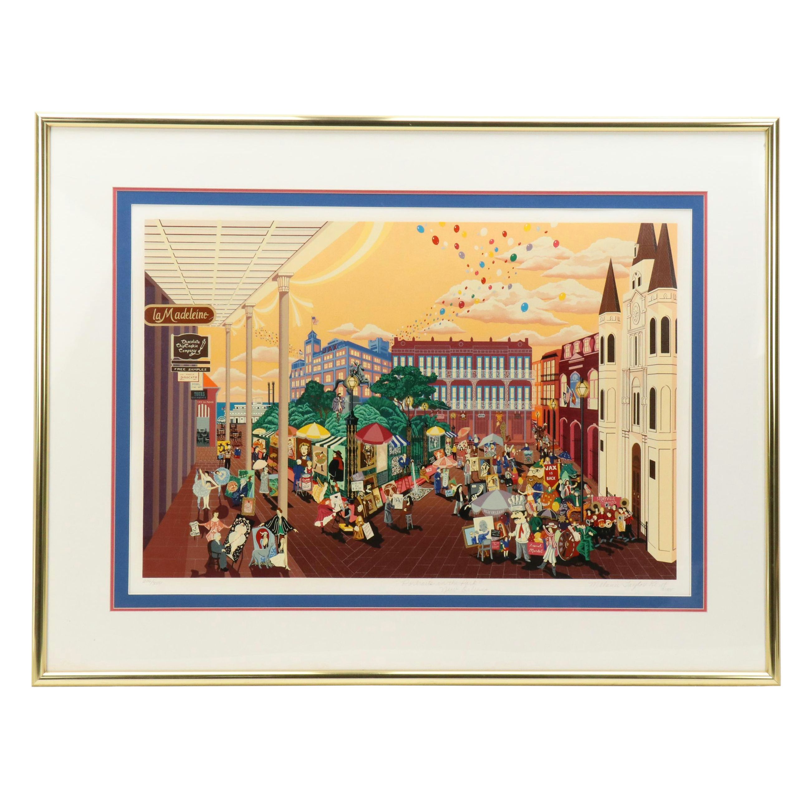 Melanie Taylor Kent Serigraph "Portraits in the Park," 1985