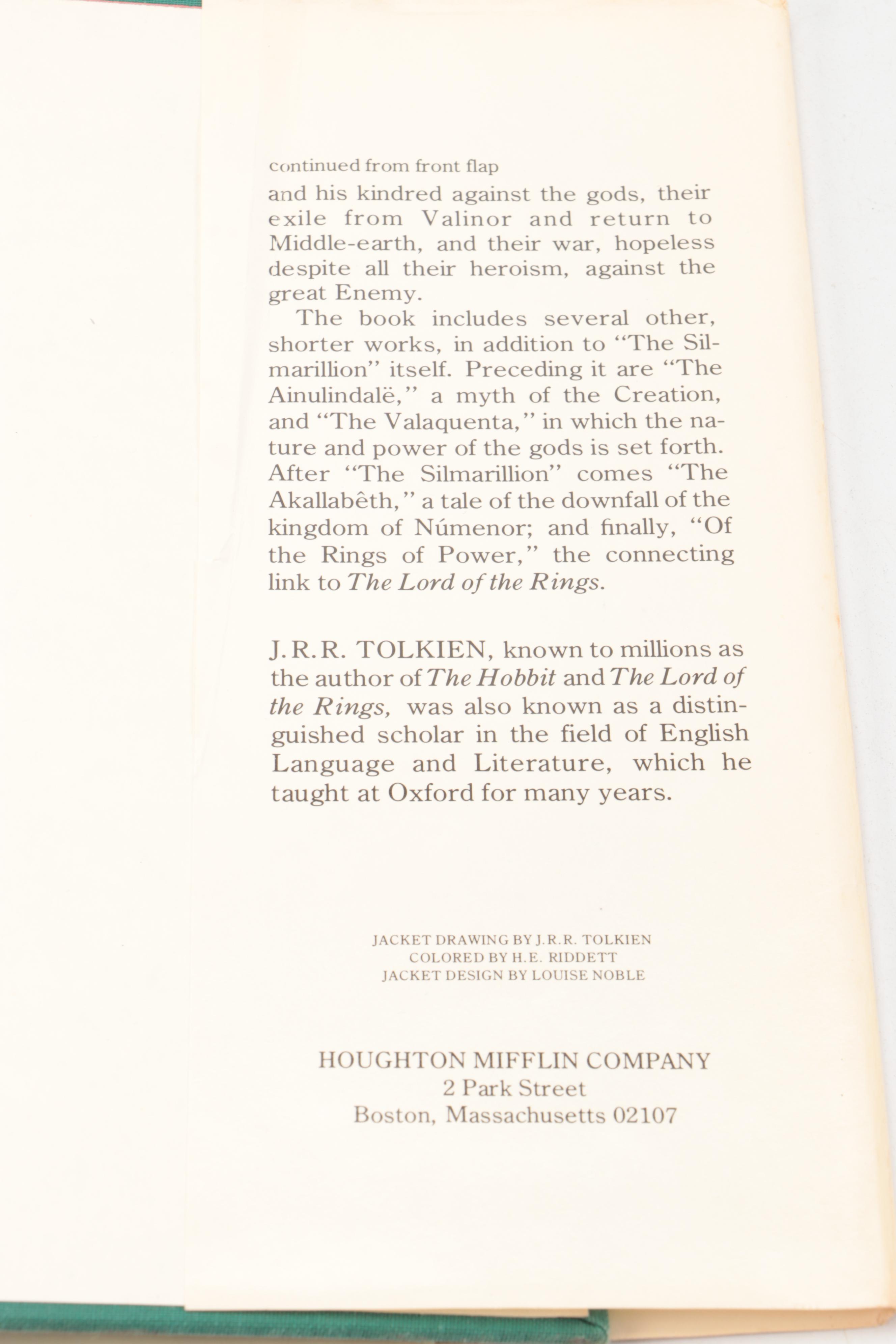 First American Edition "The Silmarillion" by J. R. R. Tolkien with Map, 1977