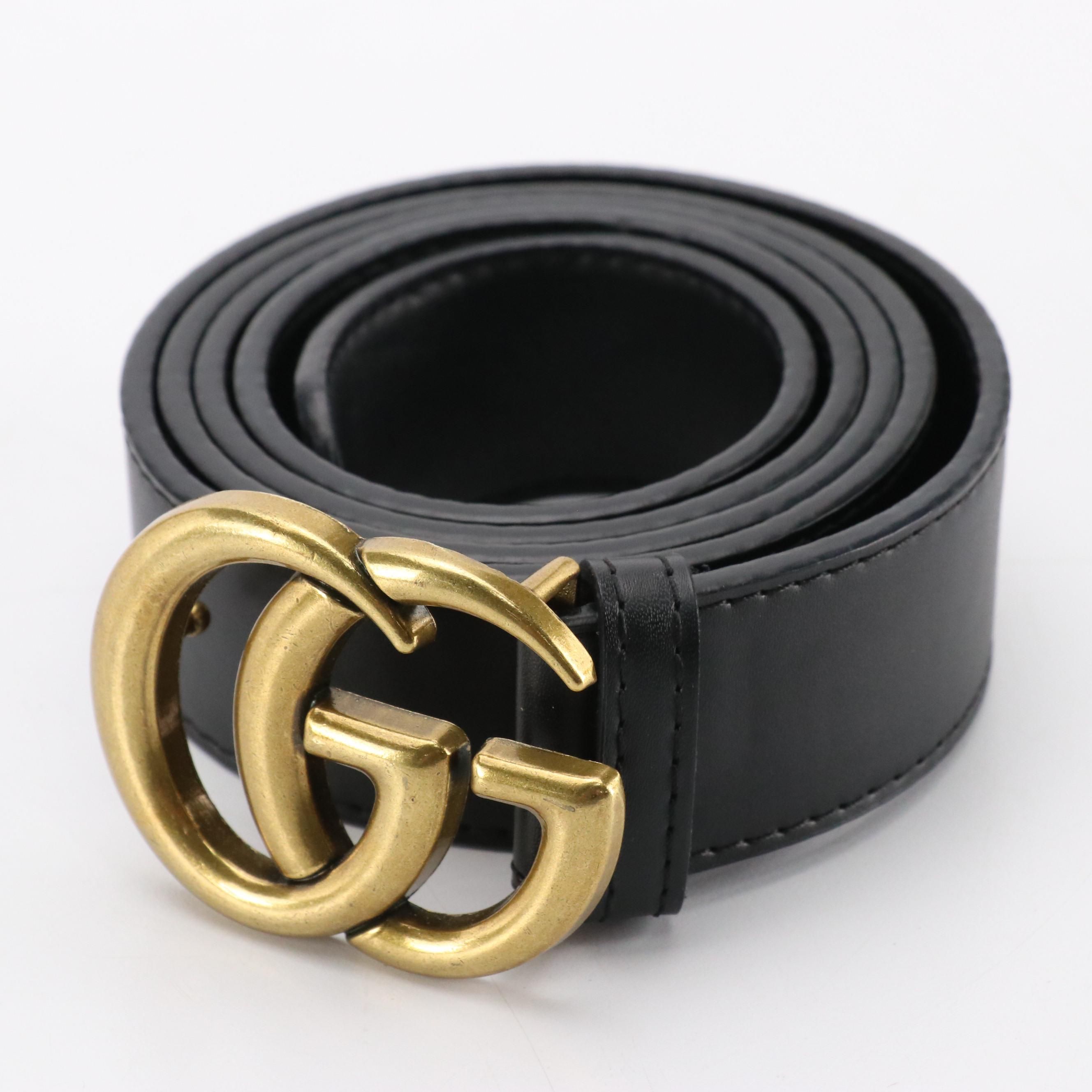 Gucci GG Marmont Black Calfskin Leather Belt in Box