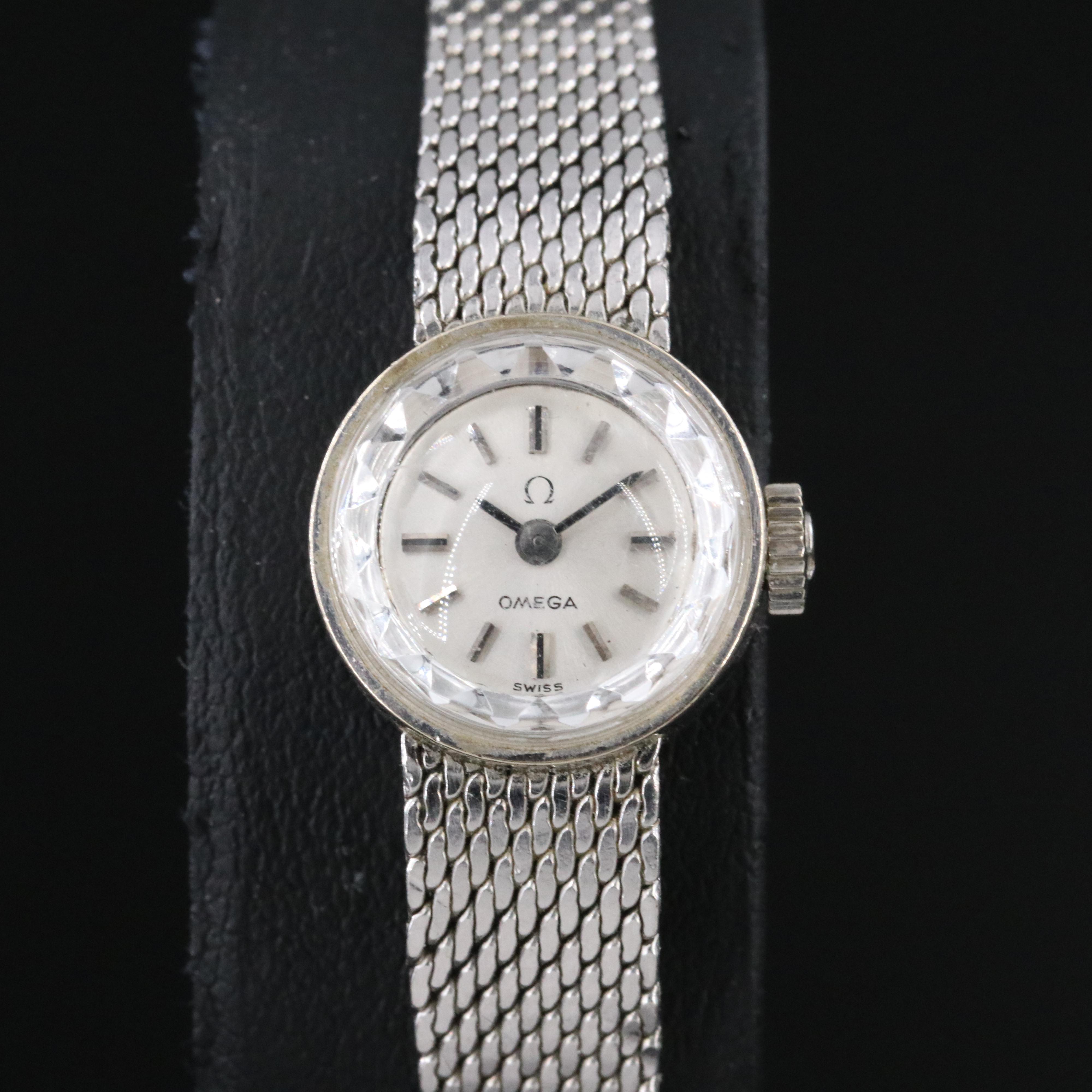 Vintage Omega White Gold-Plated Watch c.1968