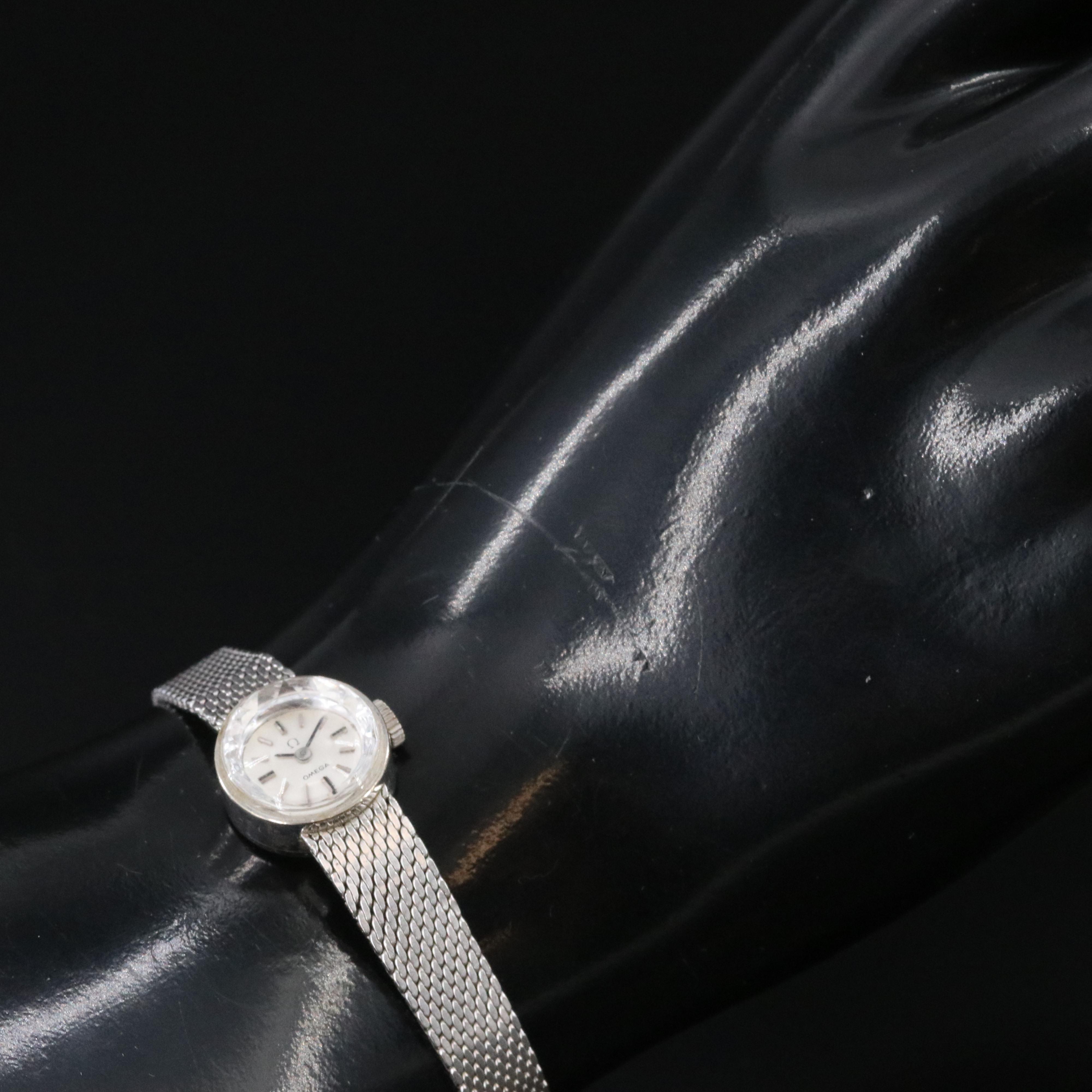 Vintage Omega White Gold-Plated Watch c.1968