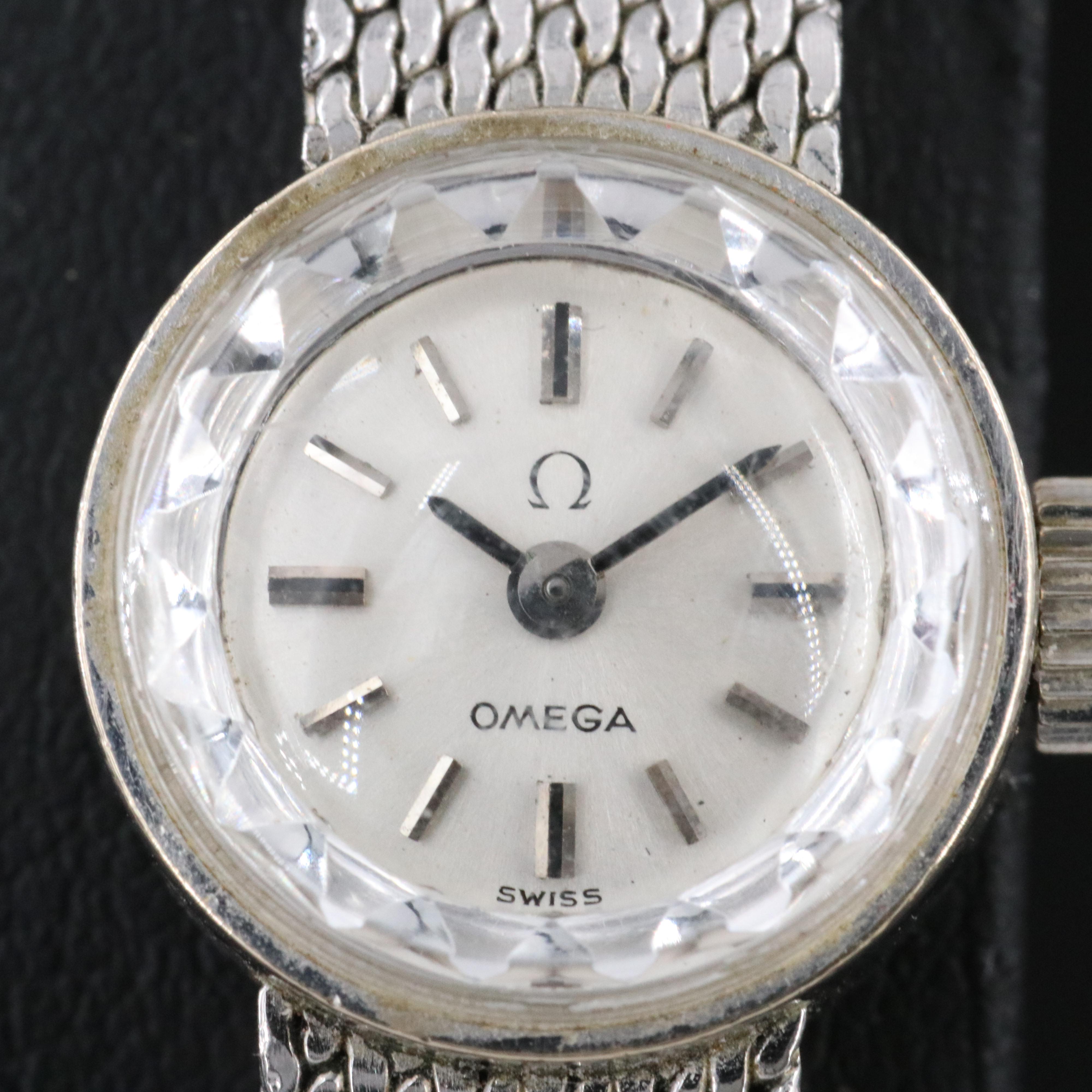 Vintage Omega White Gold-Plated Watch c.1968