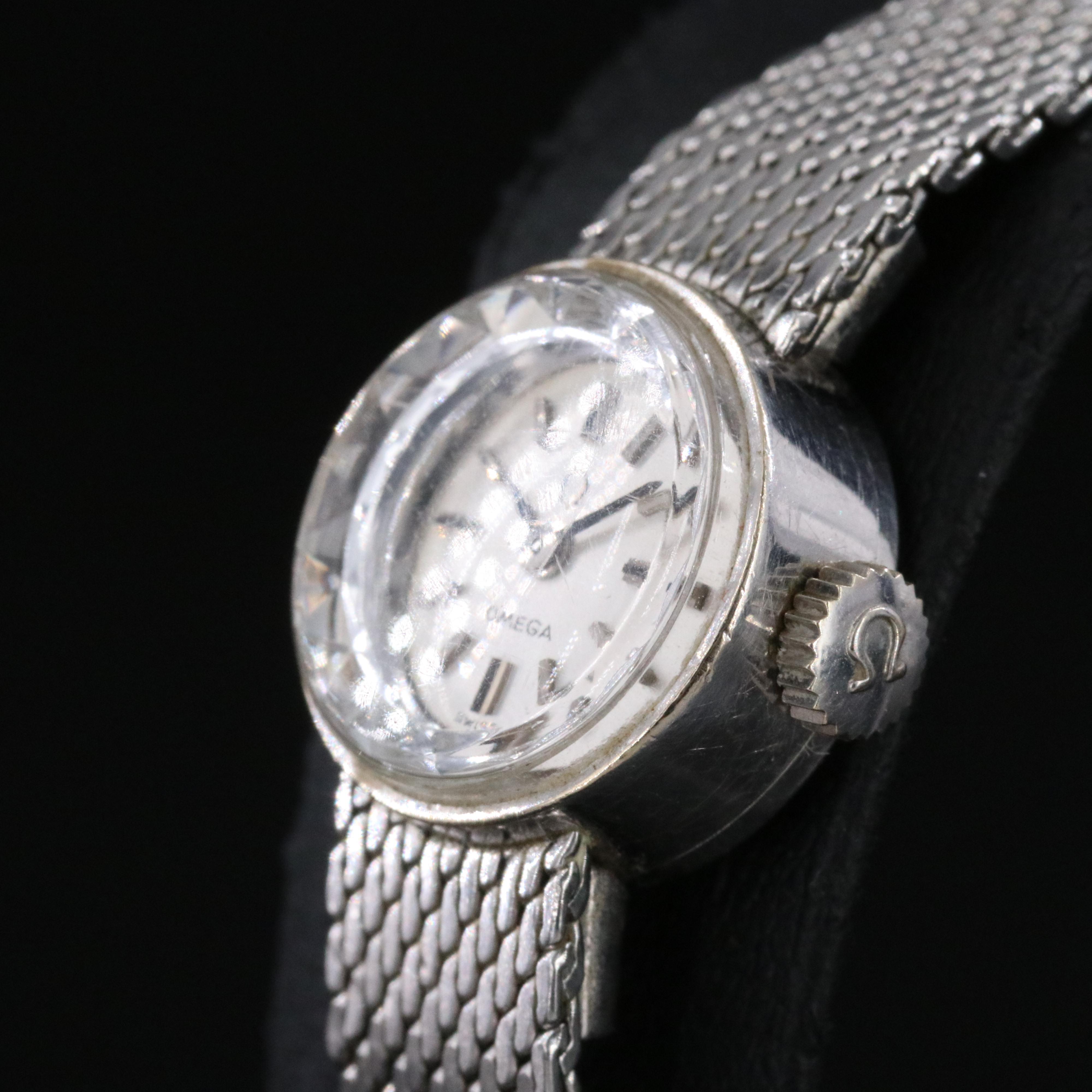 Vintage Omega White Gold-Plated Watch c.1968