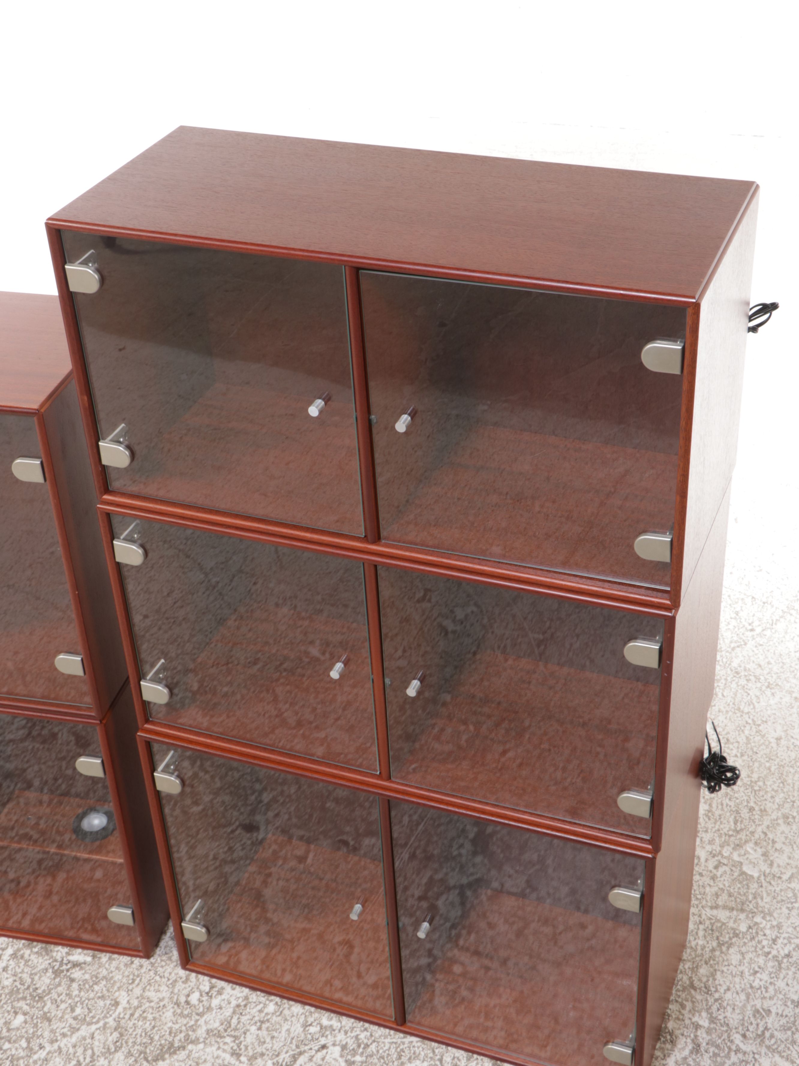 Modernist Style Rosewood Finished Modular Display Cabinets