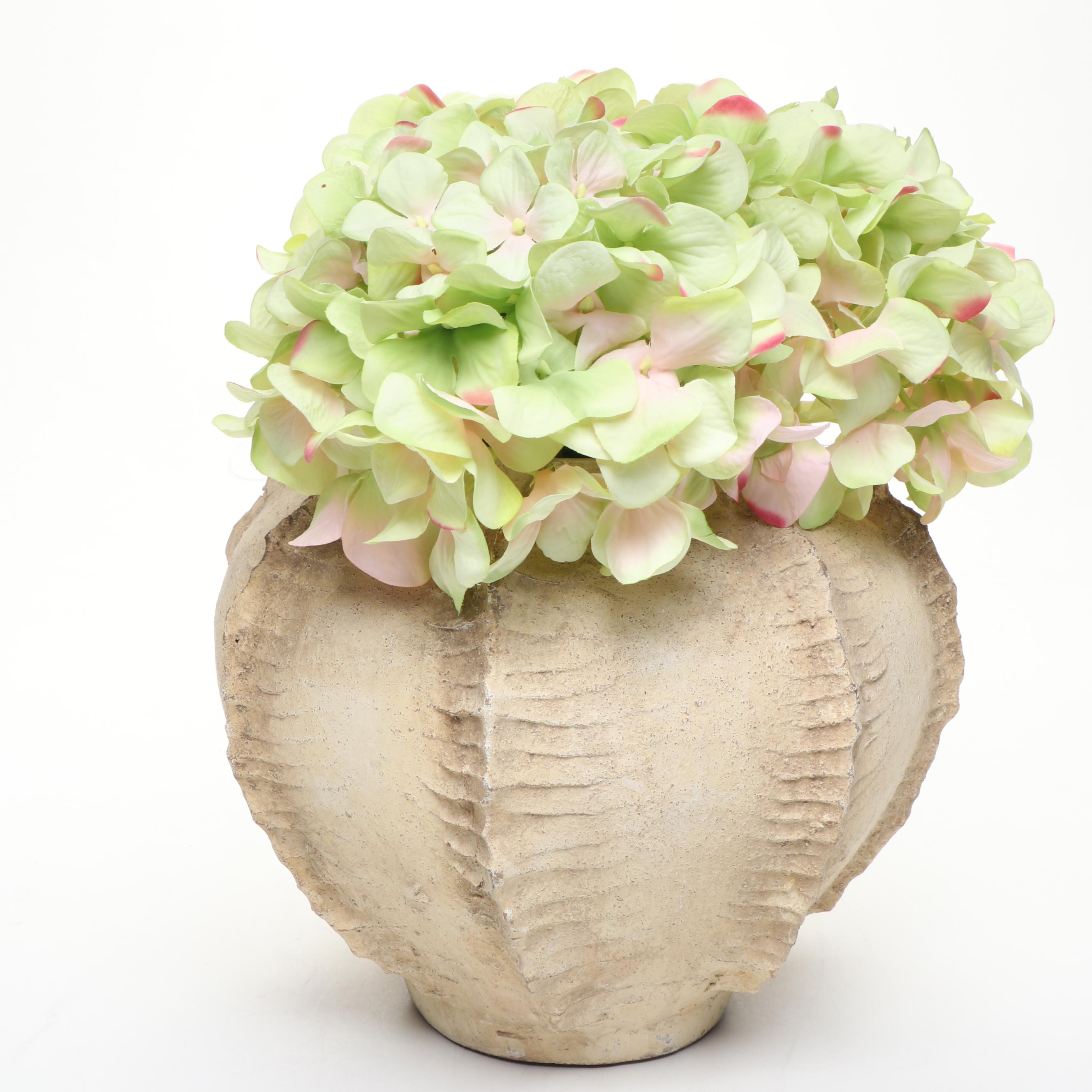 Ceramic Planter with Faux Hydrangeas