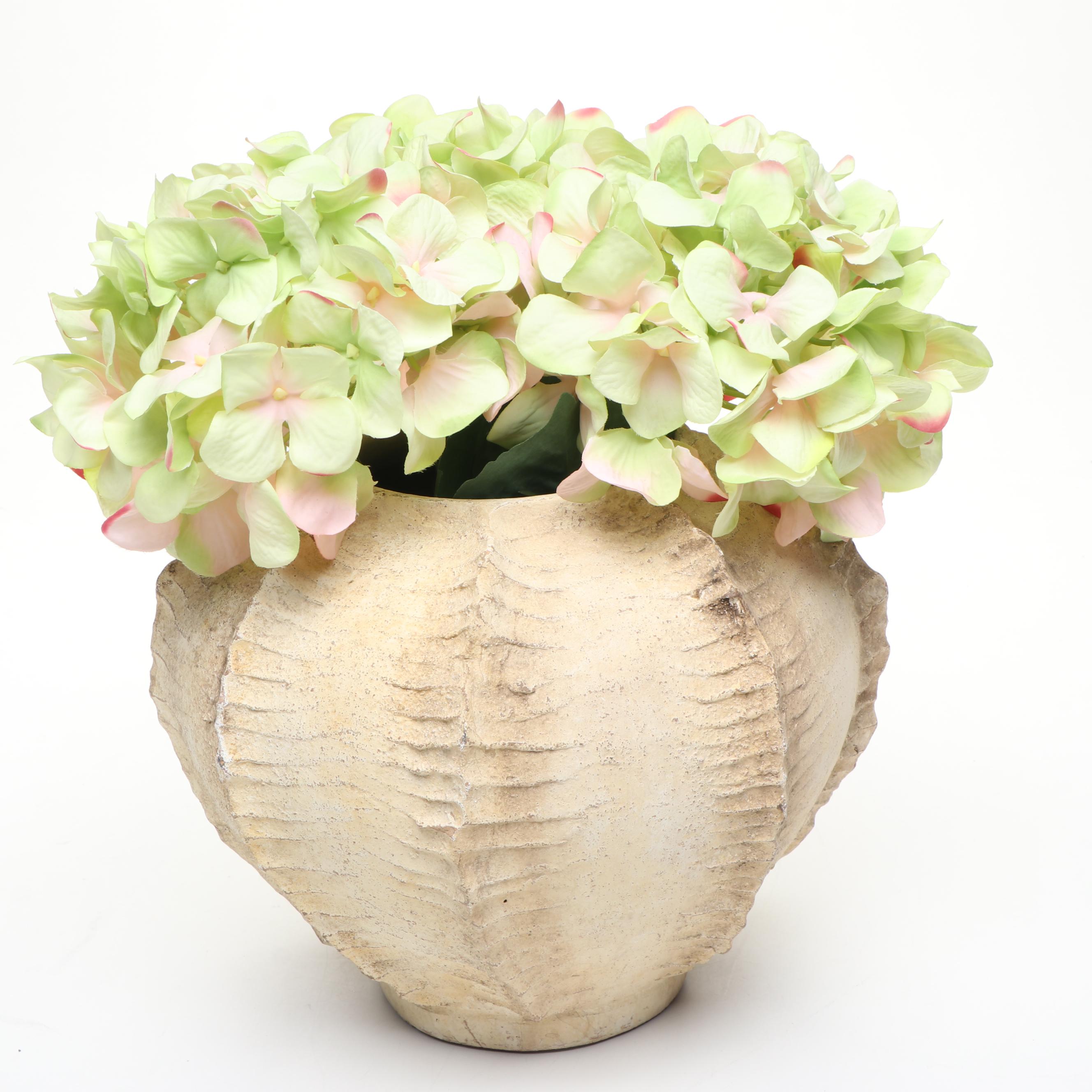 Ceramic Planter with Faux Hydrangeas
