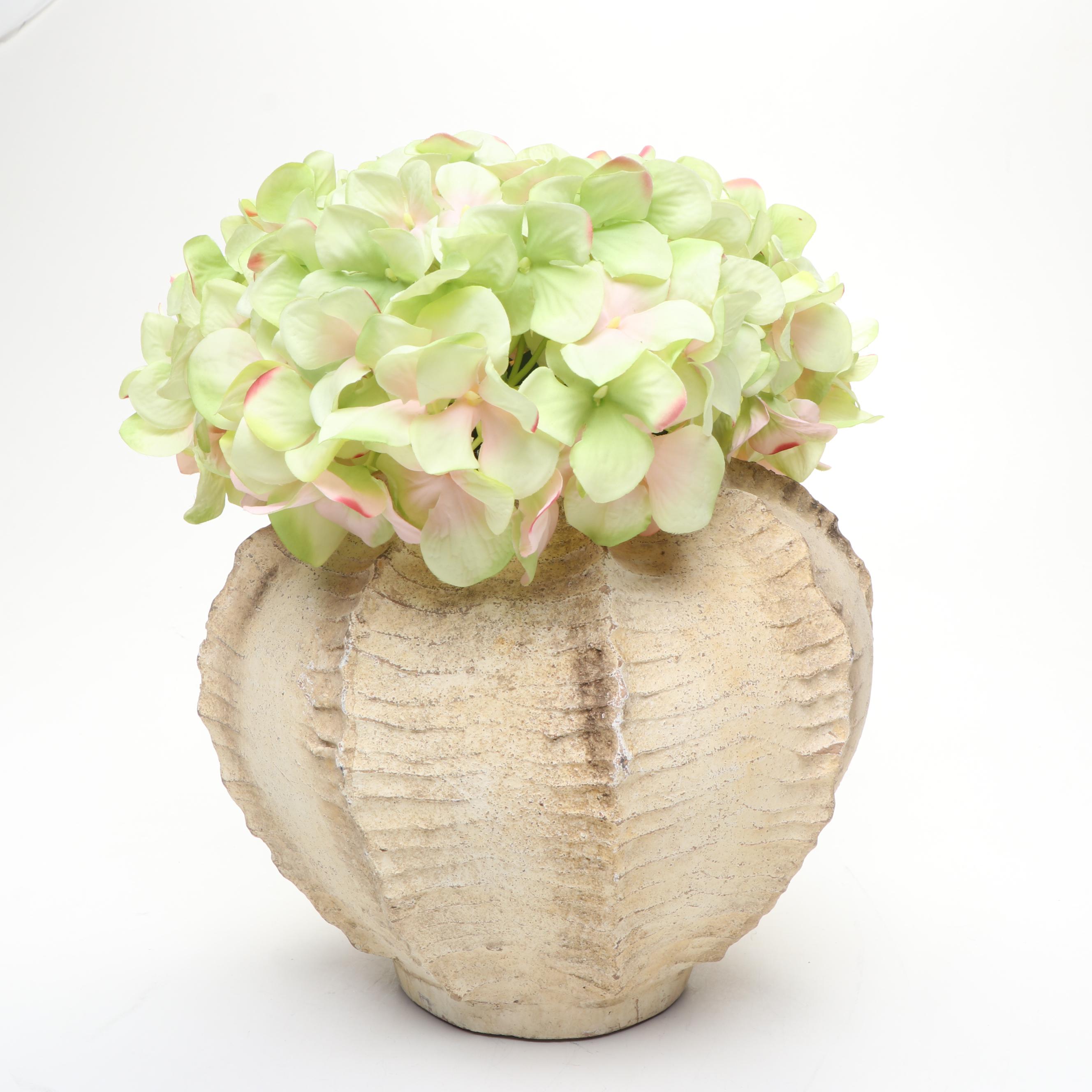 Ceramic Planter with Faux Hydrangeas