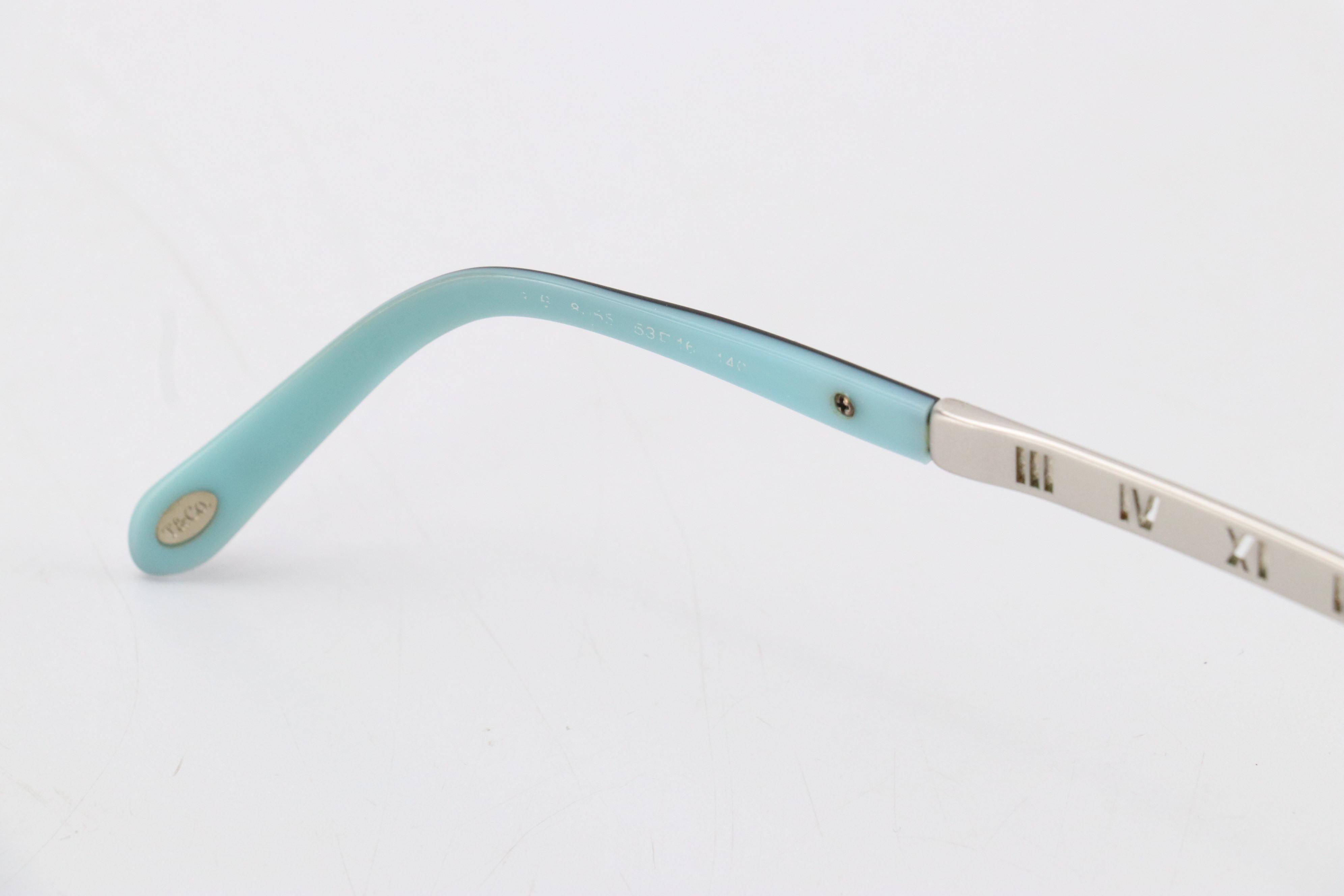 Tiffany & Co. Black and Blue Rectangular Prescription Eyeglasses in Case