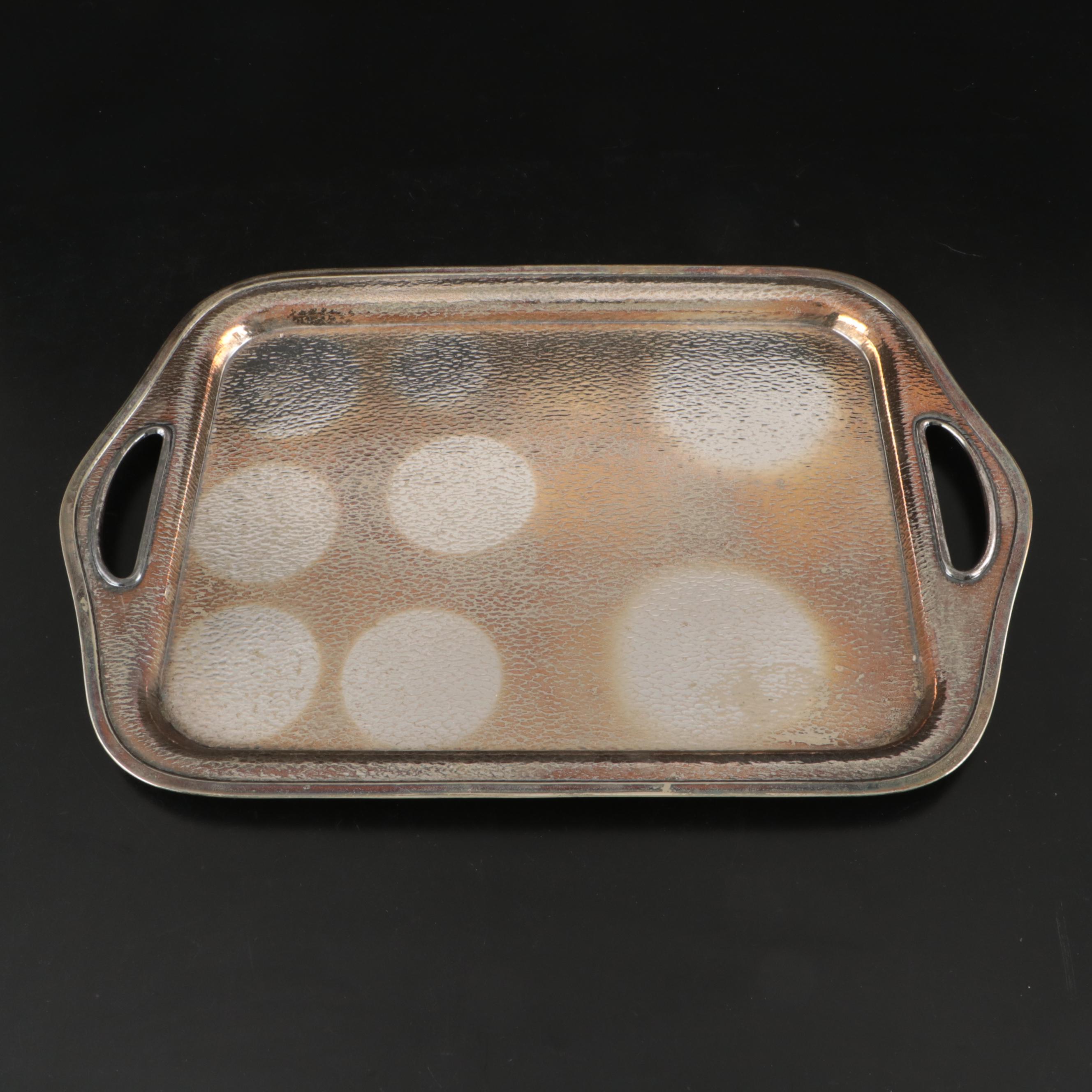 Homan Art Deco Style Hammered Silver Plate Cocktail Set with Tray