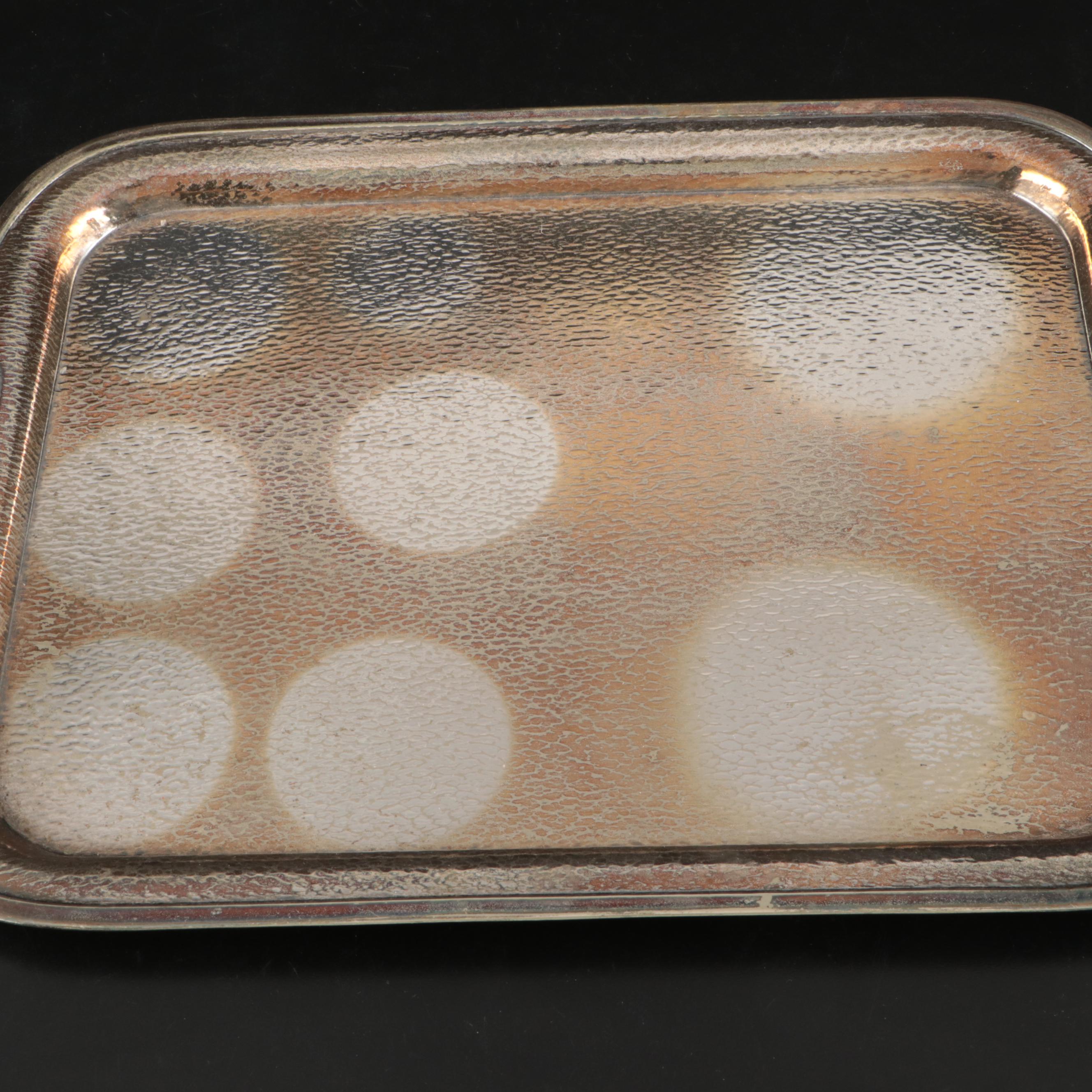 Homan Art Deco Style Hammered Silver Plate Cocktail Set with Tray