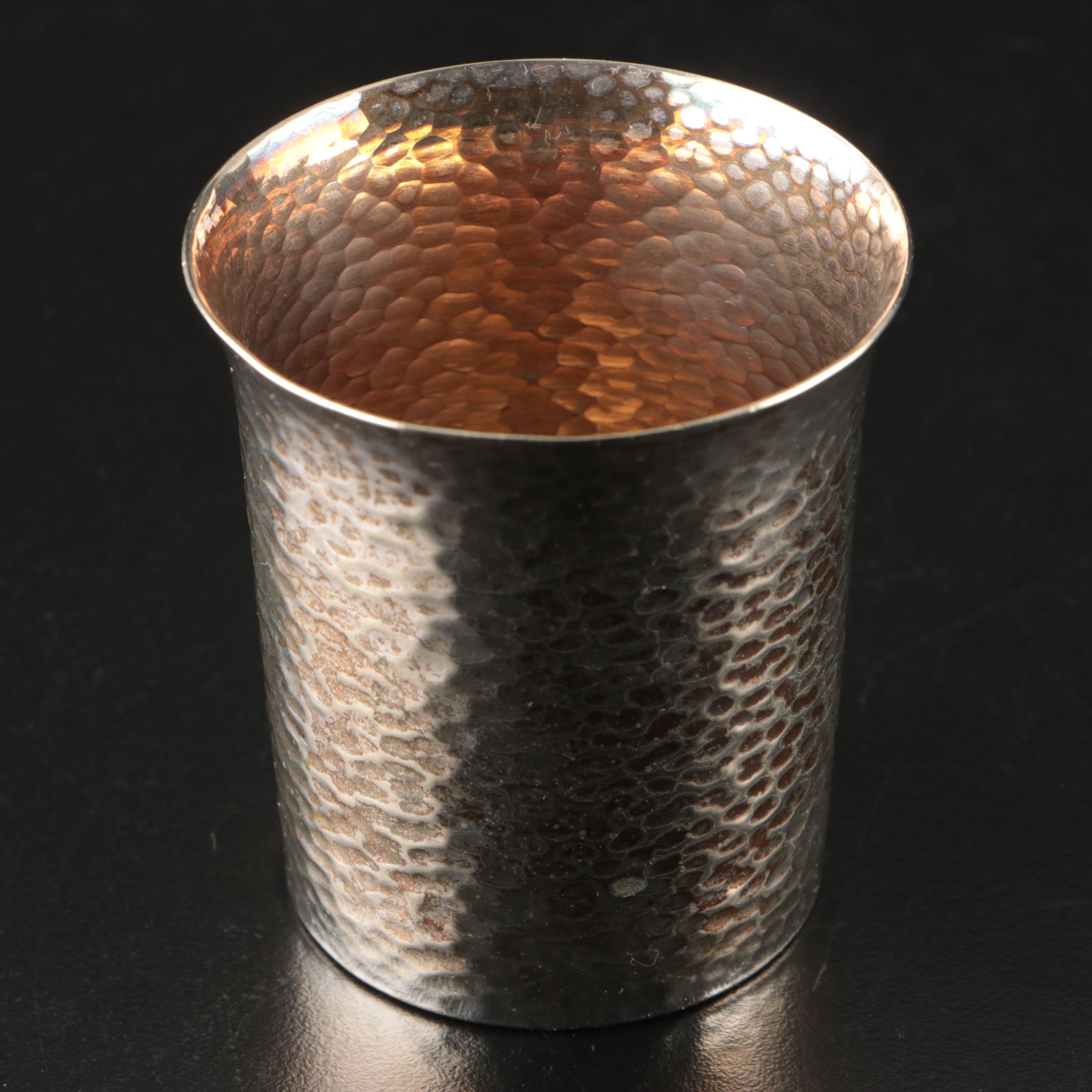 Homan Art Deco Style Hammered Silver Plate Cocktail Set with Tray