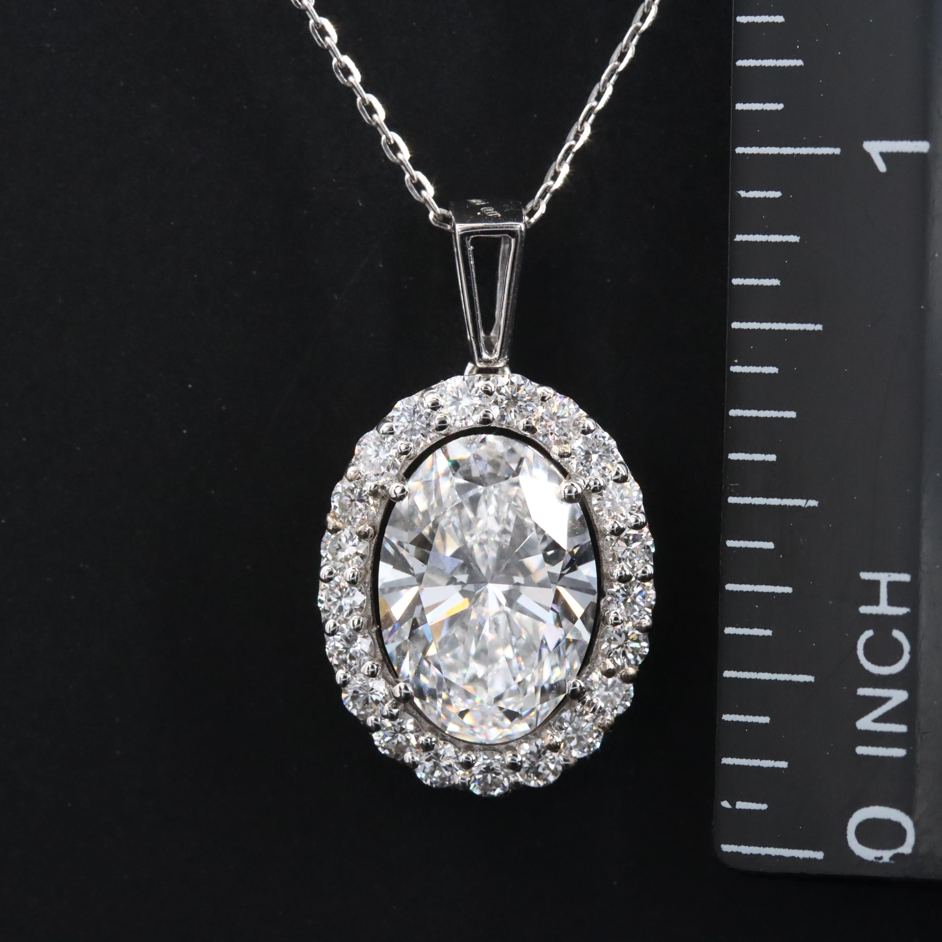 14K 3.37 CTW Lab Grown Diamond Pendant Necklace with IGI Jewelry Report