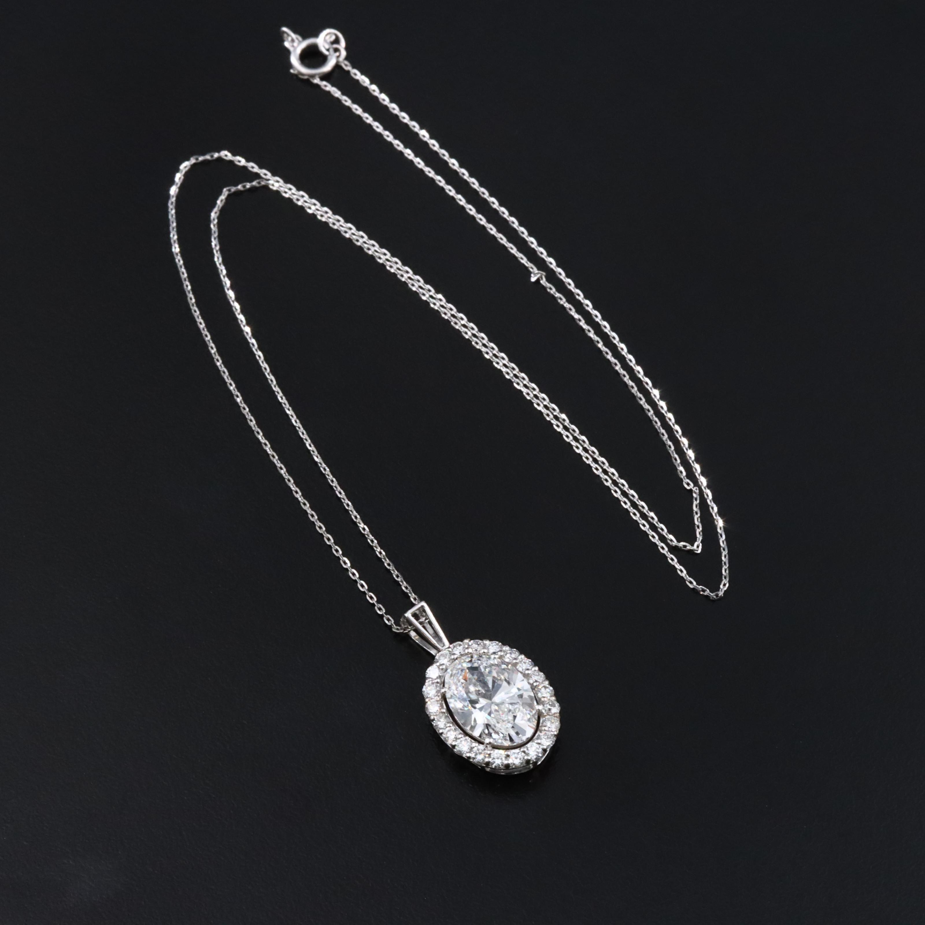 14K 3.37 CTW Lab Grown Diamond Pendant Necklace with IGI Jewelry Report