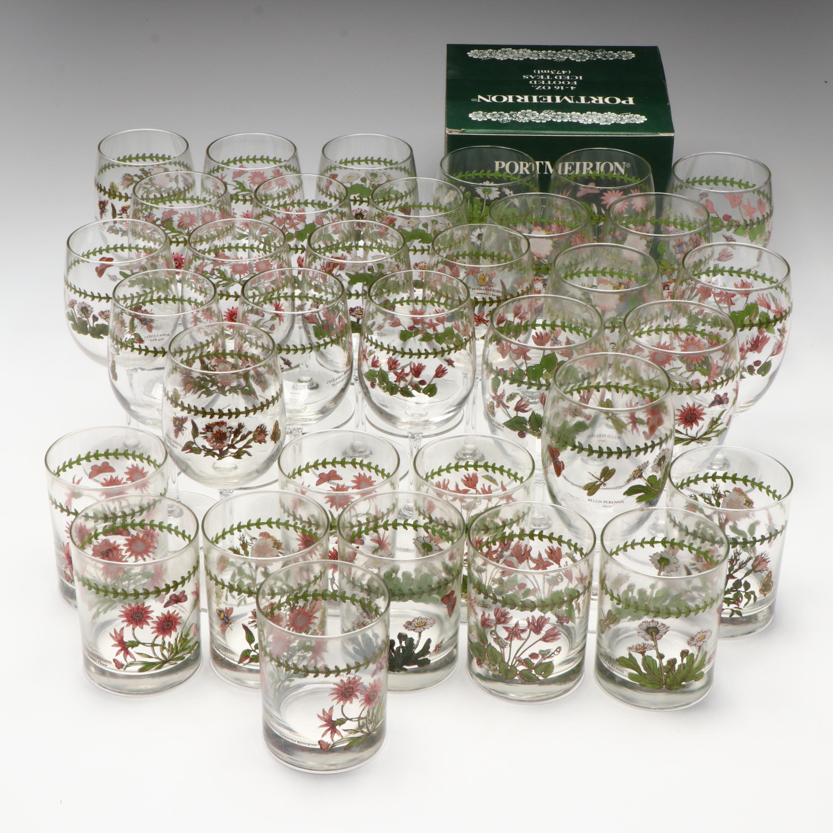 Portmeirion "Botanic Garden" Tumblers, Iced Tea and Wine Glasses