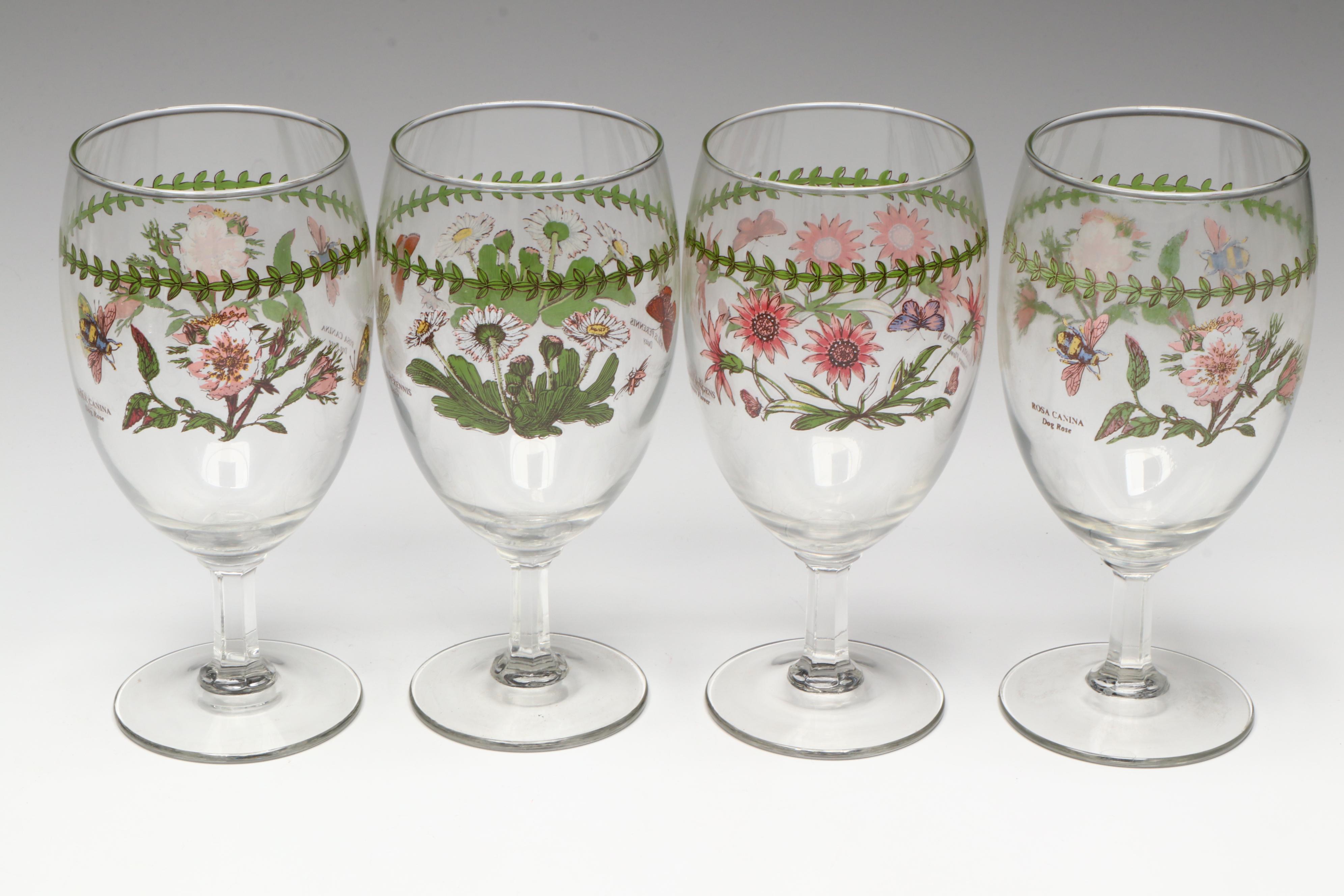Portmeirion "Botanic Garden" Tumblers, Iced Tea and Wine Glasses