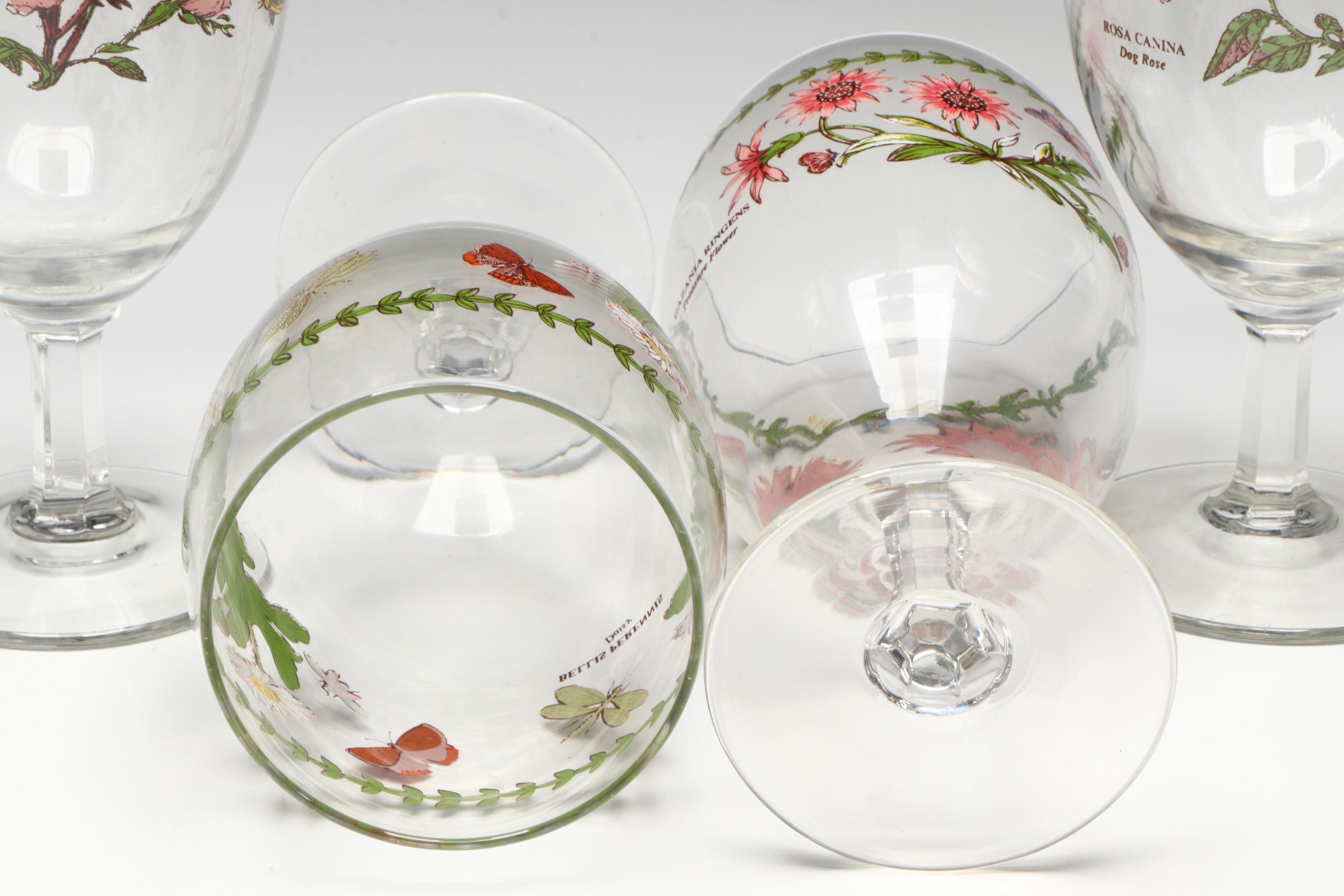 Portmeirion "Botanic Garden" Tumblers, Iced Tea and Wine Glasses