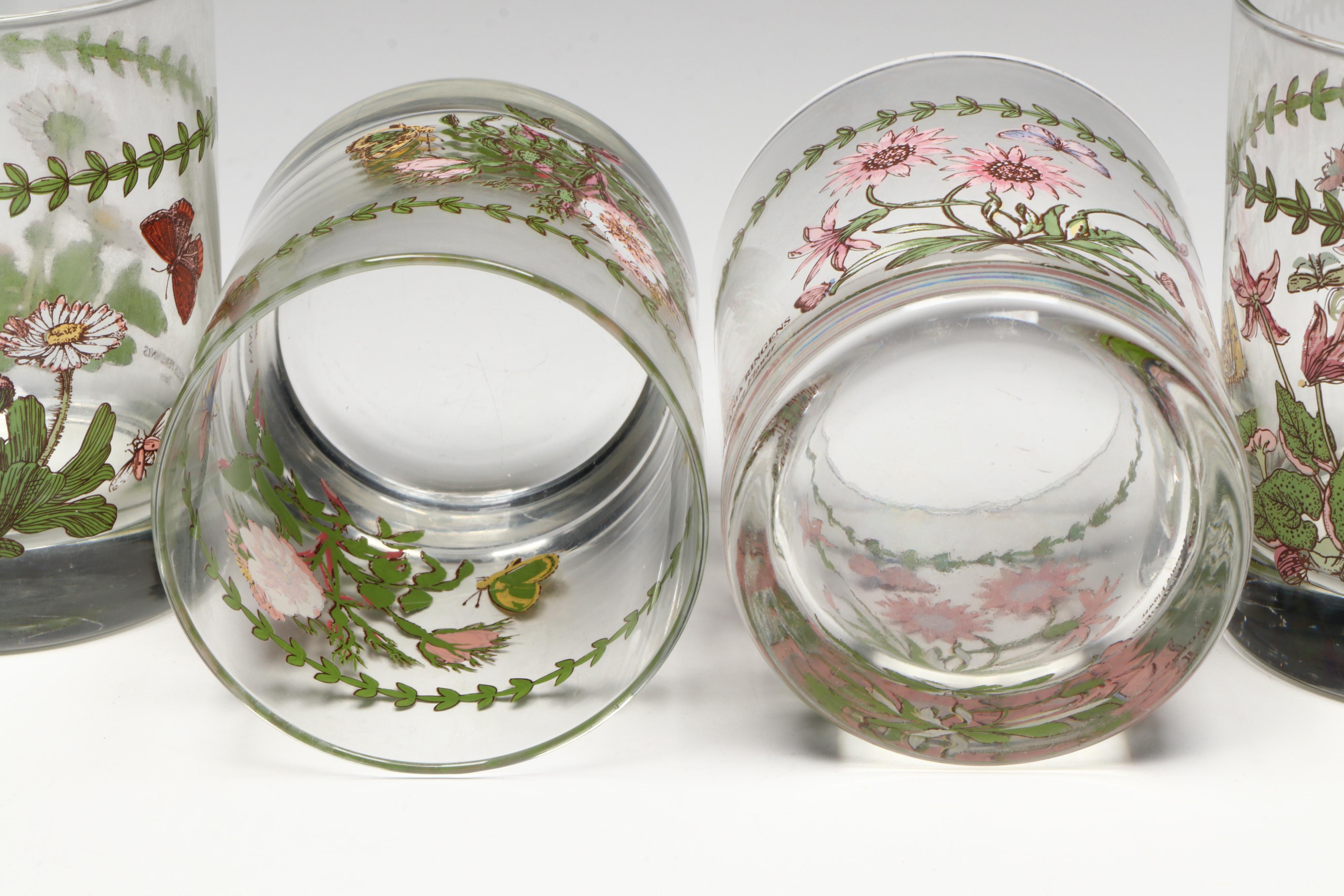 Portmeirion "Botanic Garden" Tumblers, Iced Tea and Wine Glasses