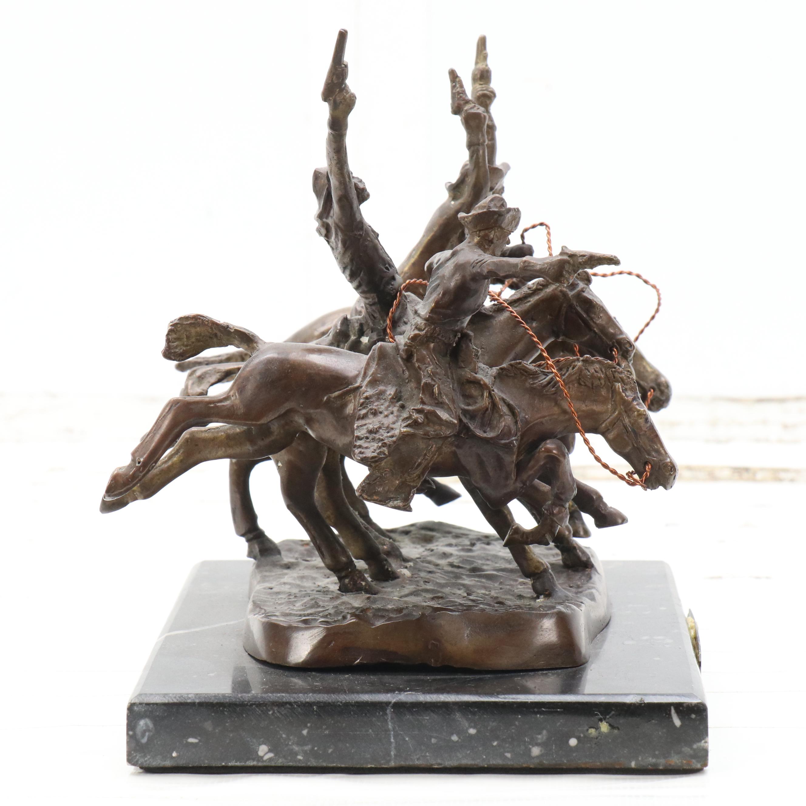 Bronze Sculpture After Frederic Remington "Coming Thru The Rye"