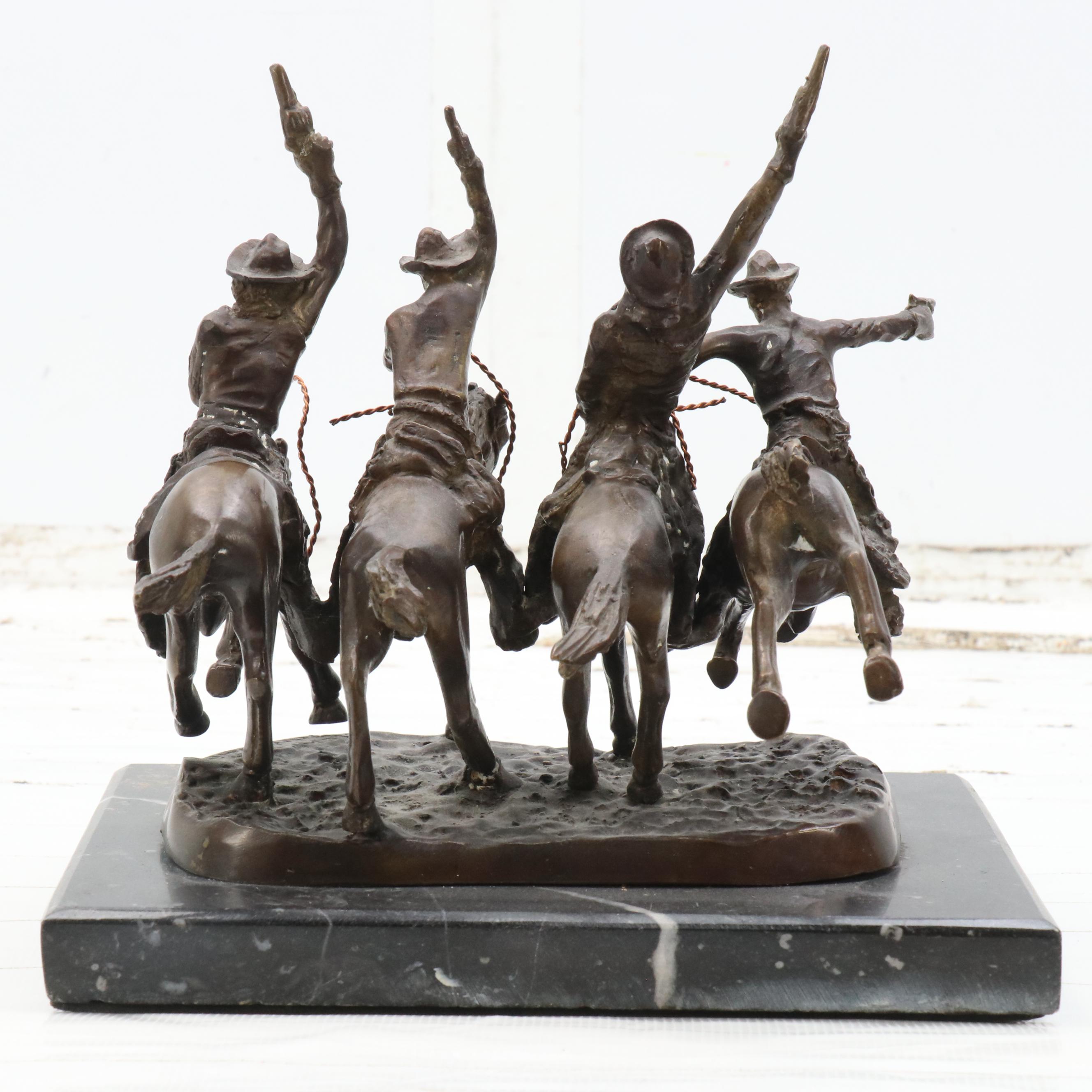 Bronze Sculpture After Frederic Remington "Coming Thru The Rye"