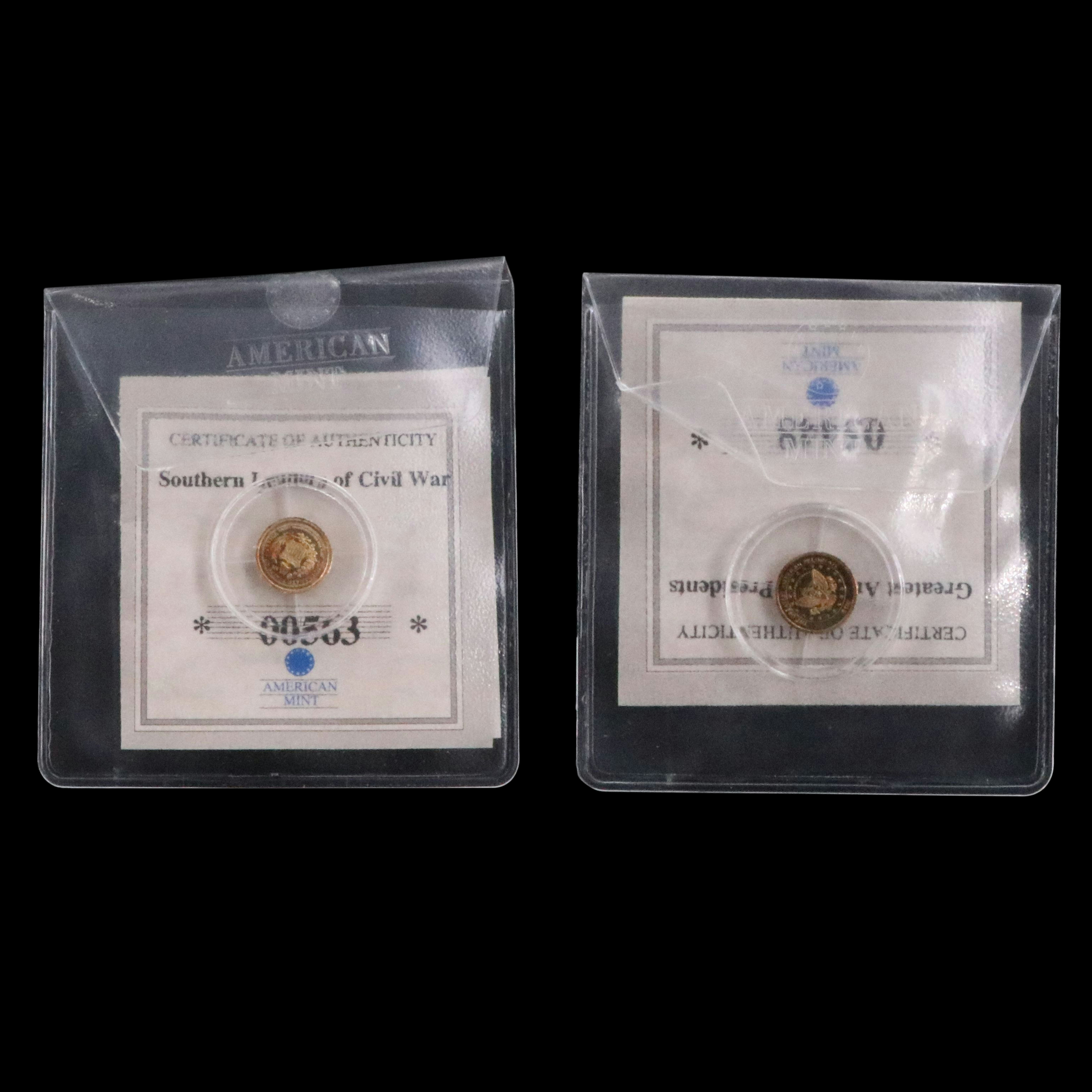Two, One Half Gram .585 Gold Miniature Coins