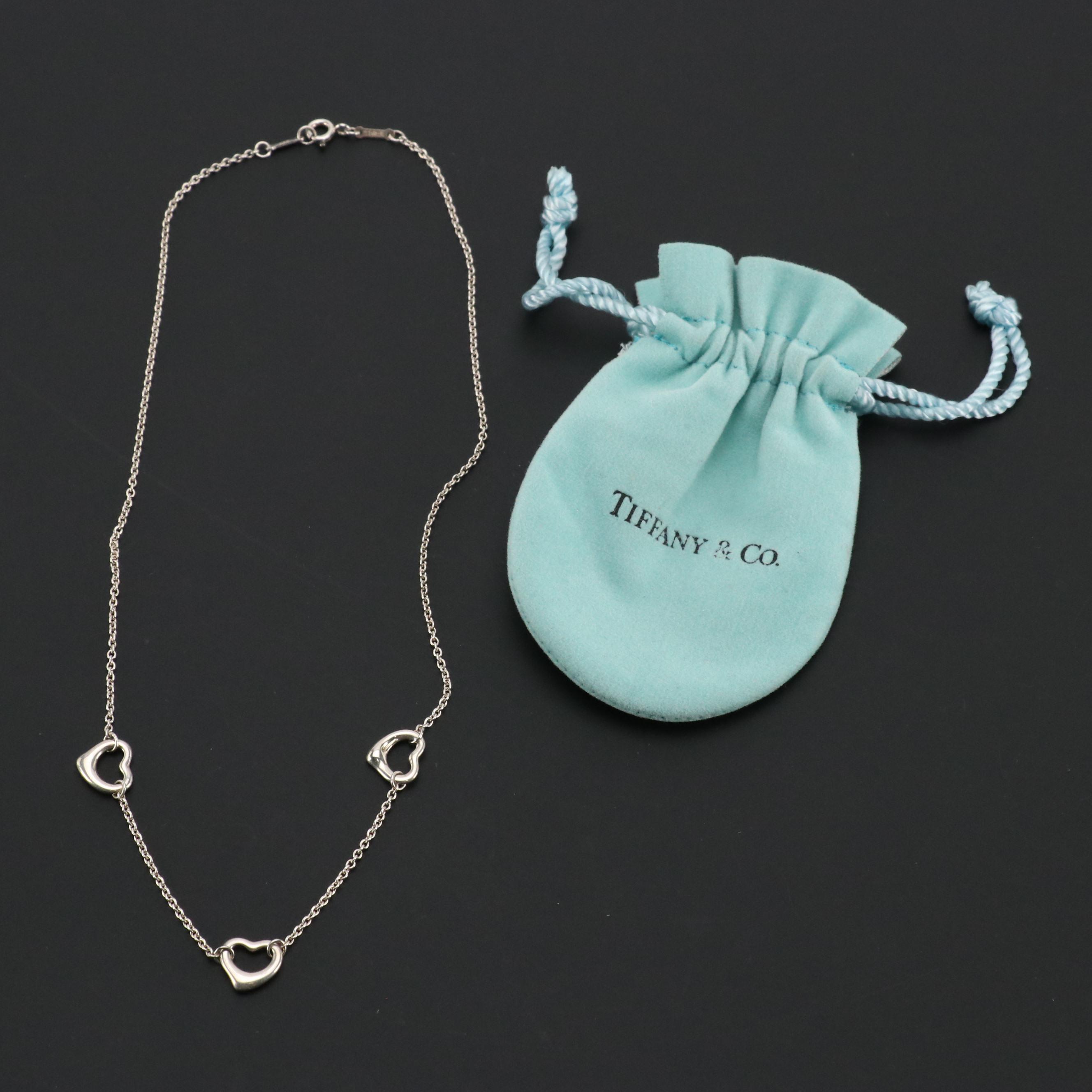 Elsa Peretti for Tiffany & Co. Sterling Stationary Triple Open Heart Necklace