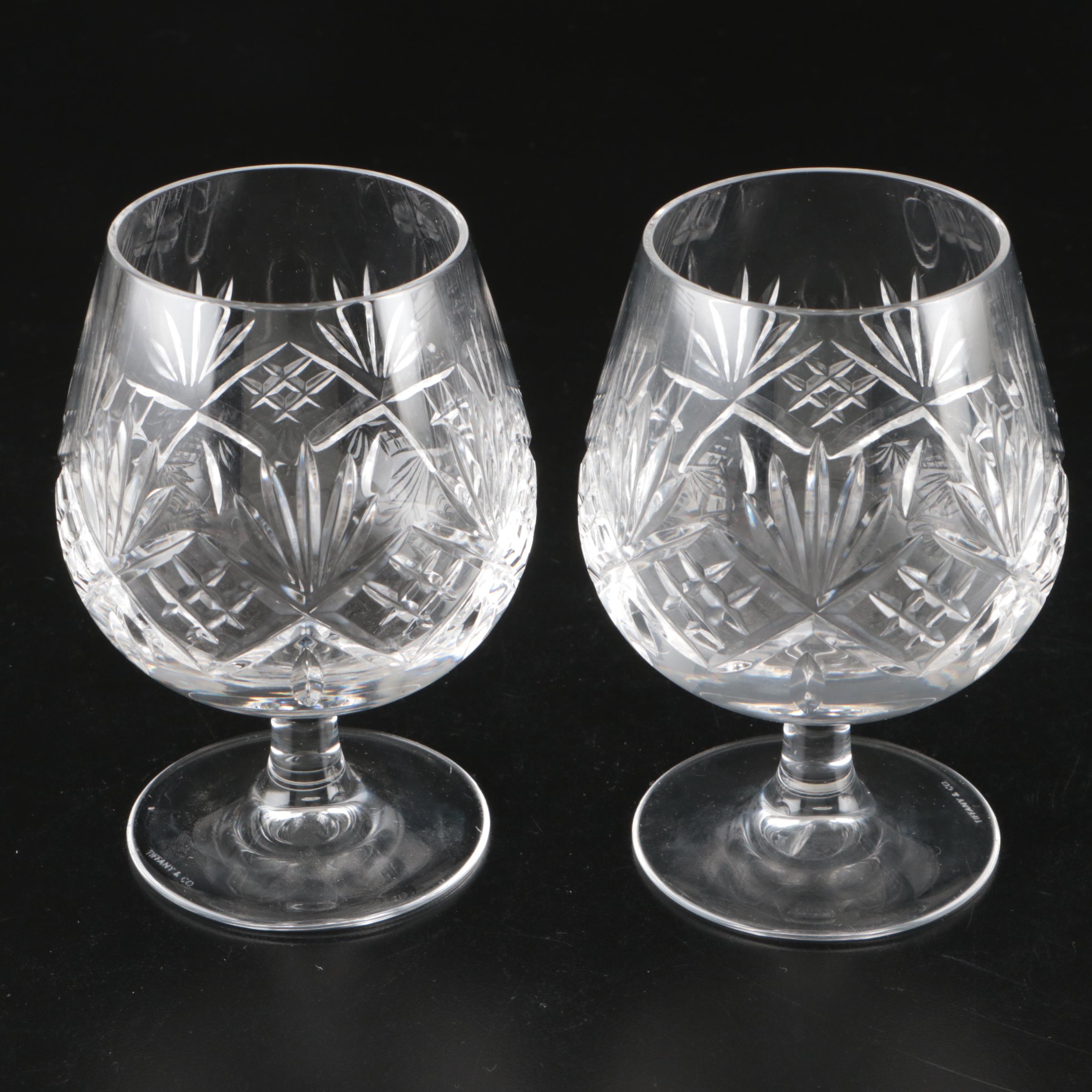 Tiffany & Co. Crystal Ice Bucket and "Newport" Brandy Glasses