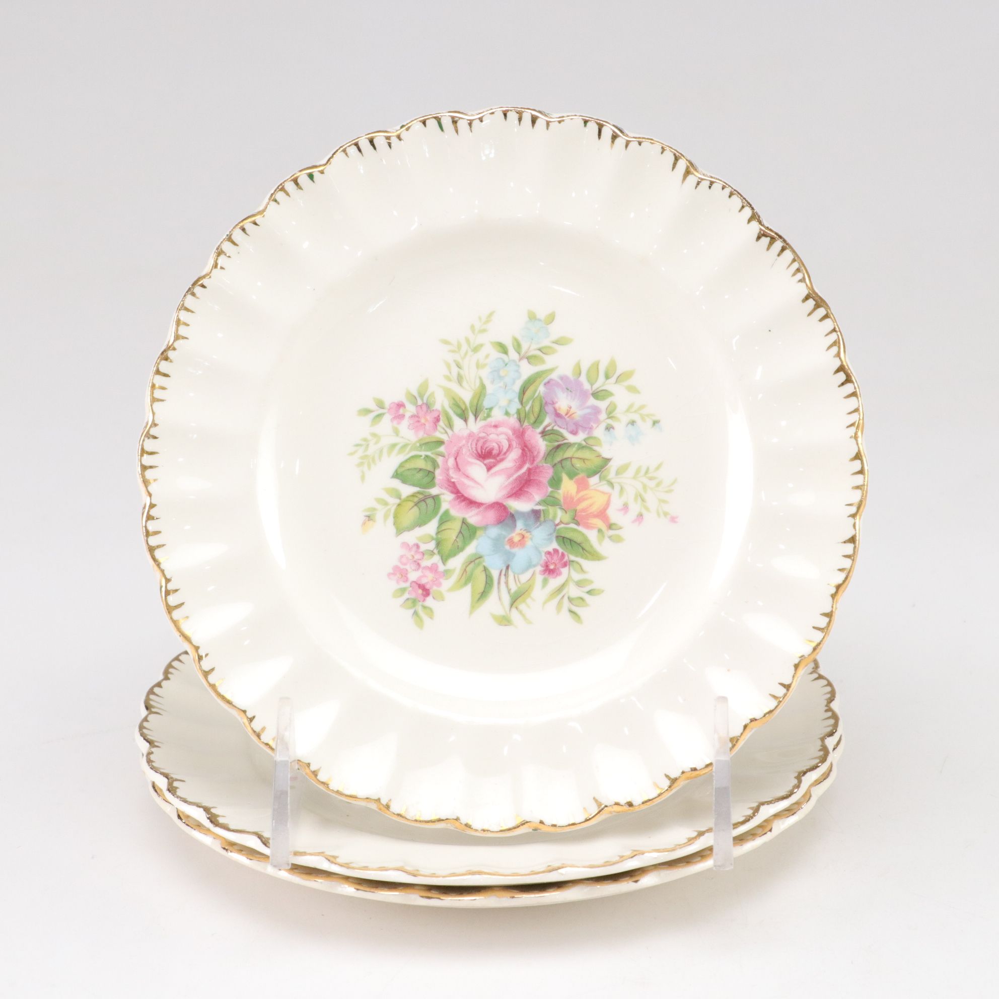 Sebring Pottery "Rosalie" Dessert Plates, Enesco Pitcher & More Gilt Porcelain