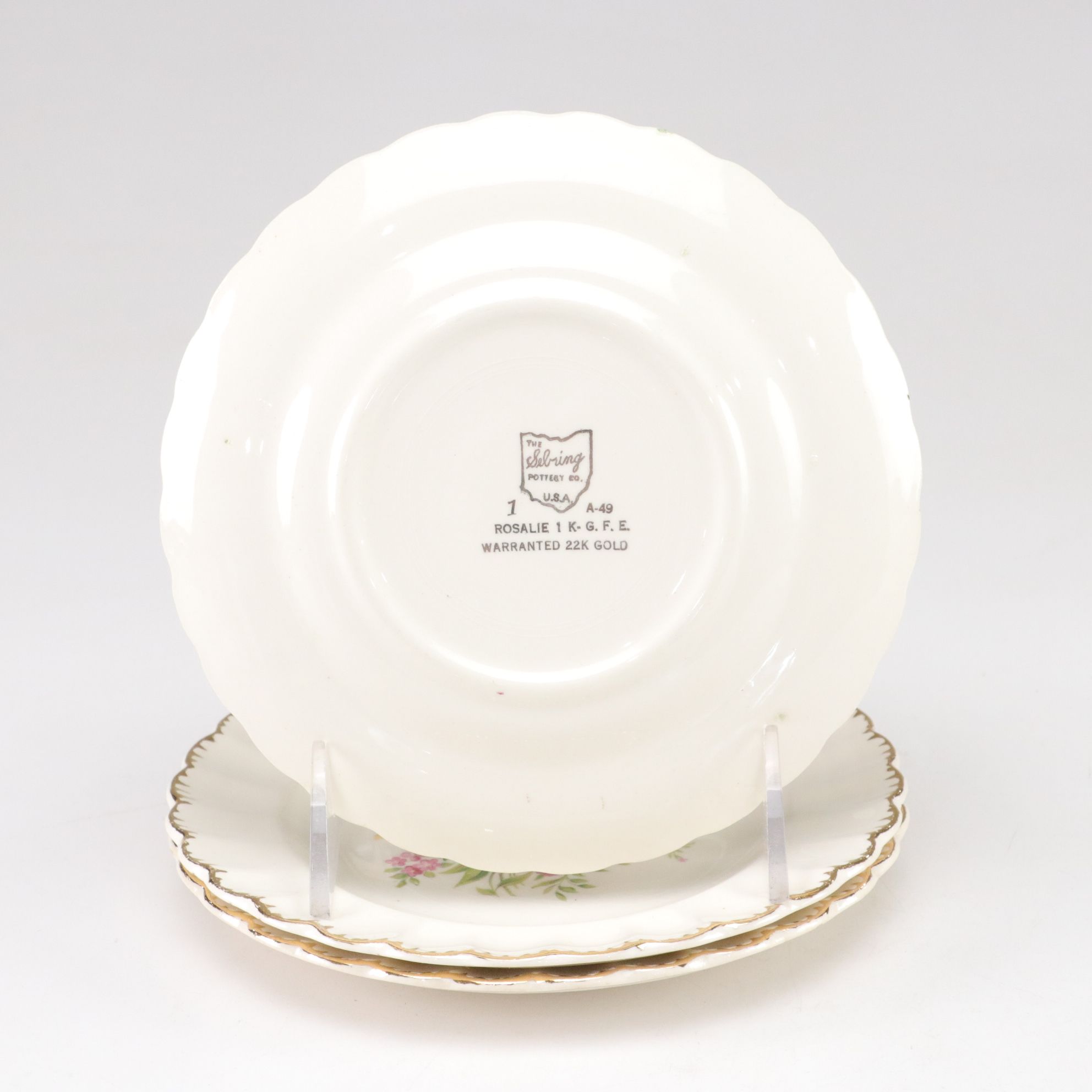 Sebring Pottery "Rosalie" Dessert Plates, Enesco Pitcher & More Gilt Porcelain