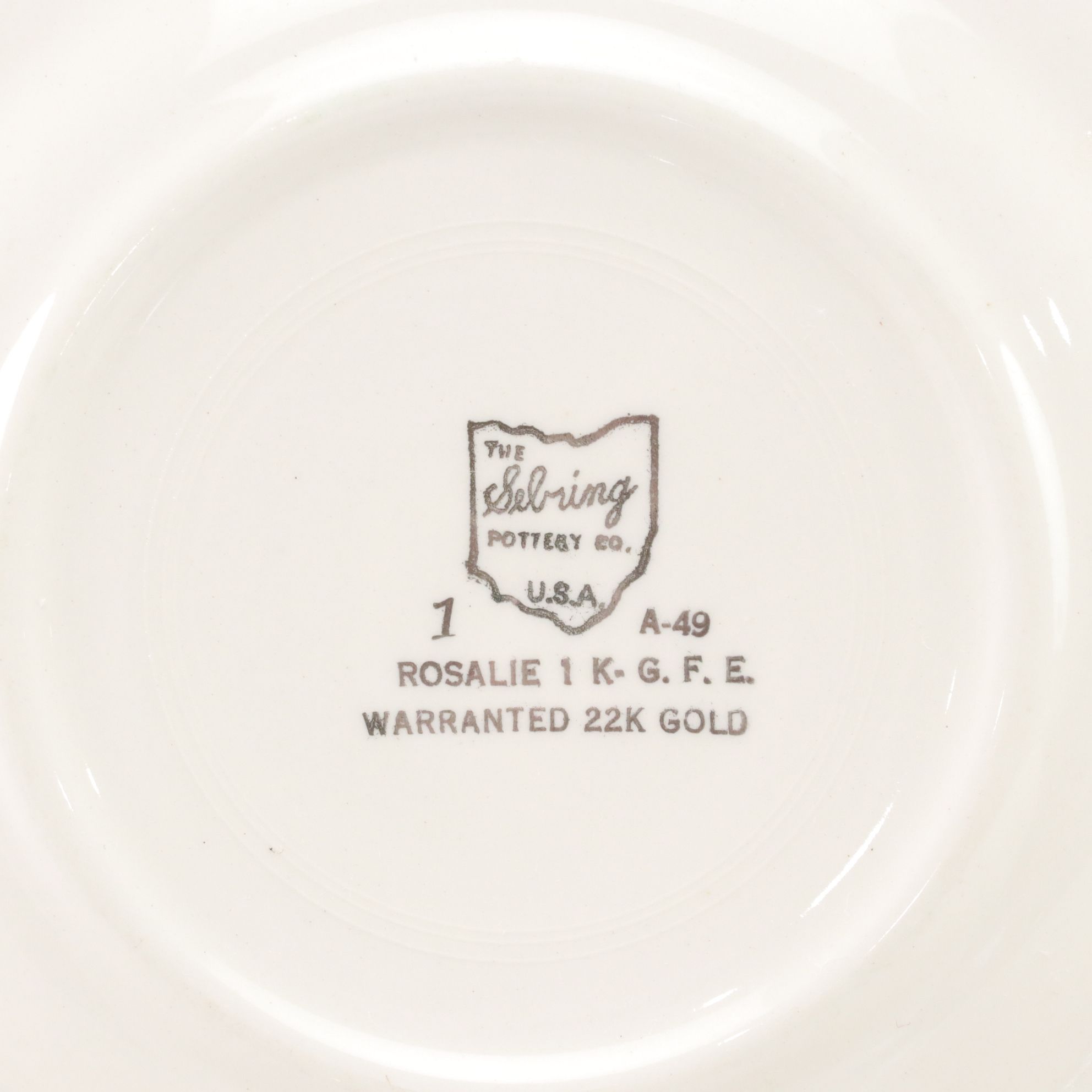 Sebring Pottery "Rosalie" Dessert Plates, Enesco Pitcher & More Gilt Porcelain