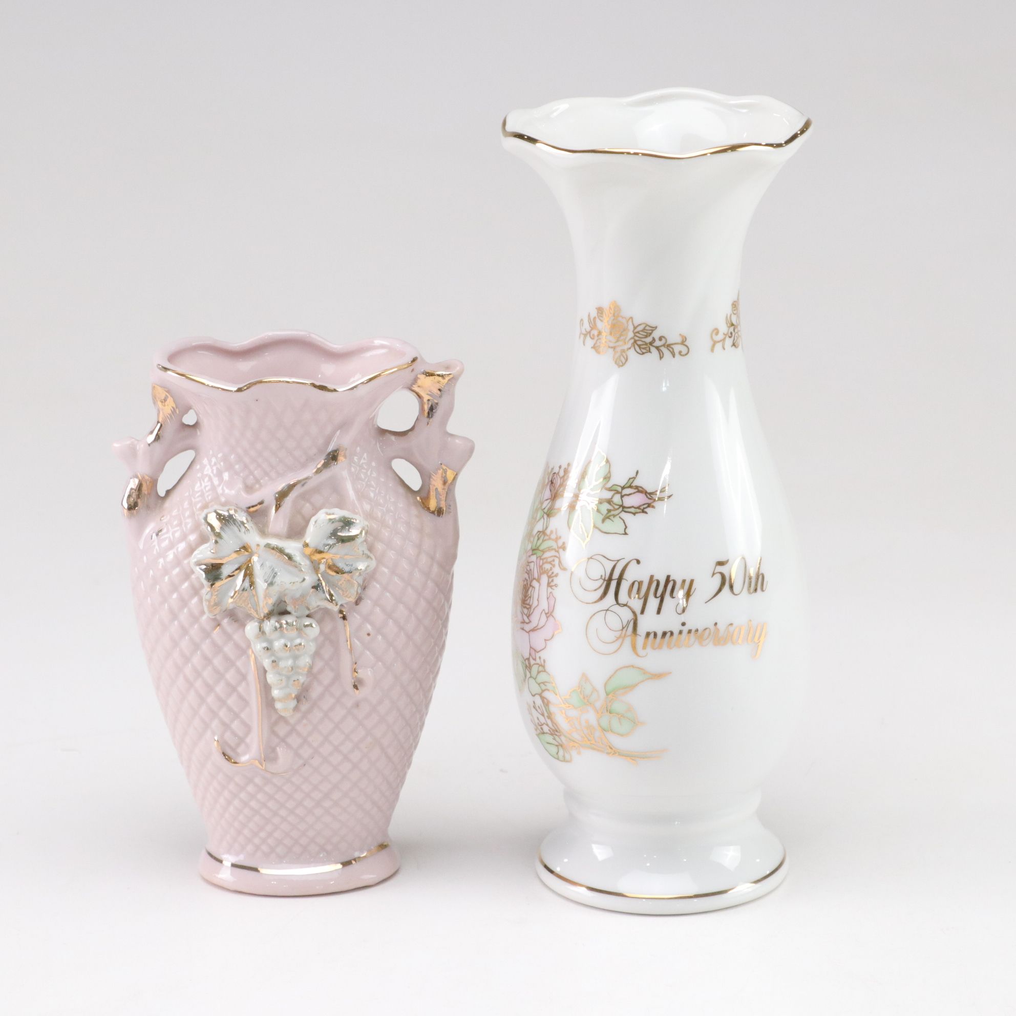 Sebring Pottery "Rosalie" Dessert Plates, Enesco Pitcher & More Gilt Porcelain