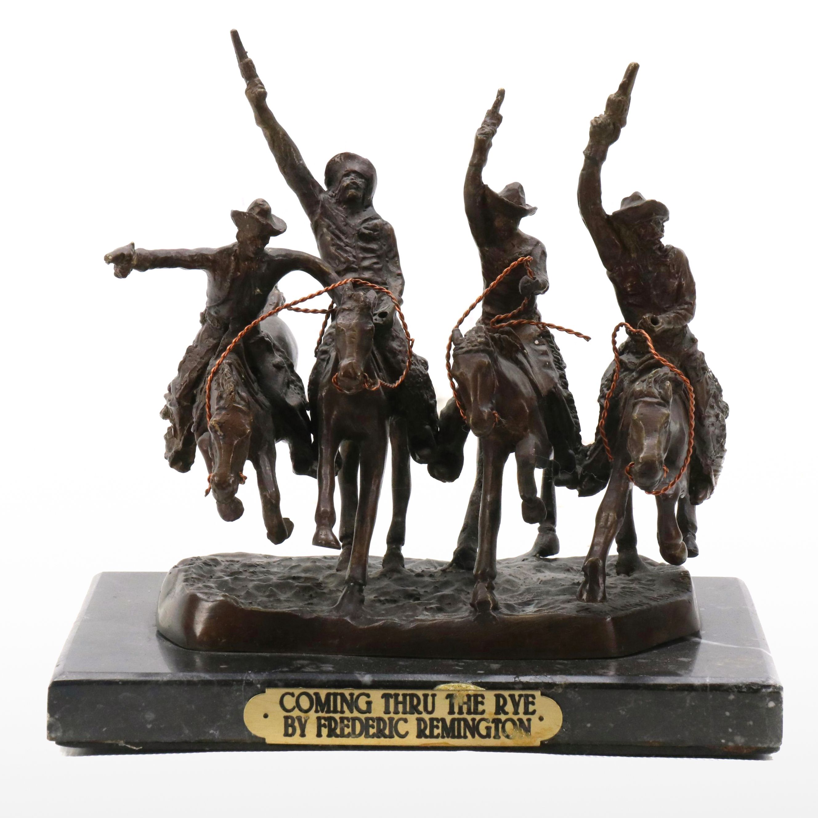 Bronze Sculpture After Frederic Remington "Coming Thru The Rye"