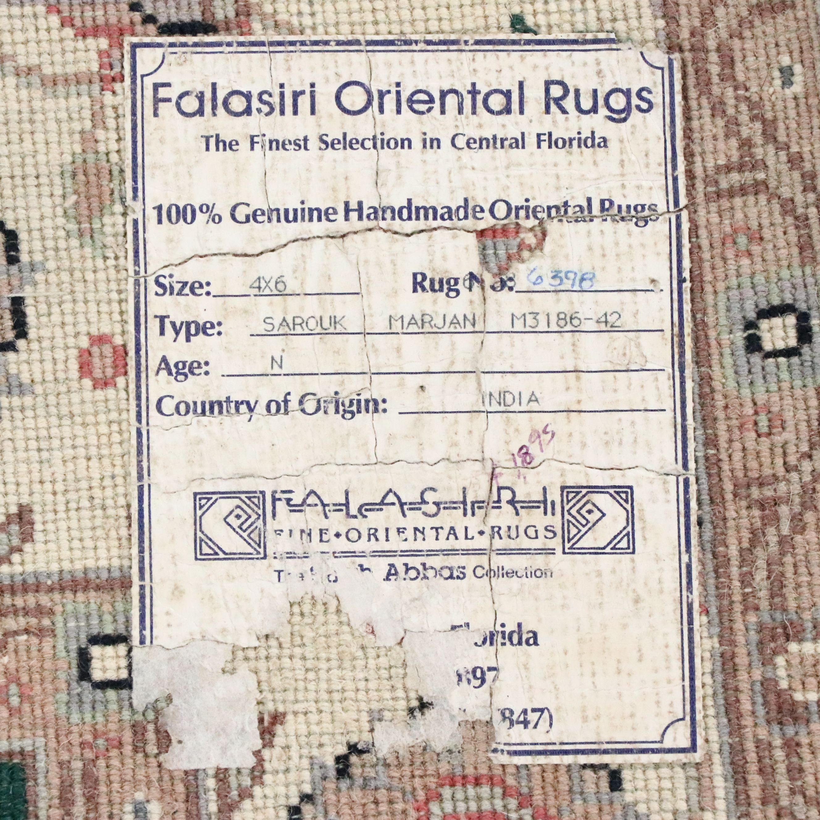 3'10 x 6'4 Hand-Knotted Indo-Persian Tabriz Area Rug