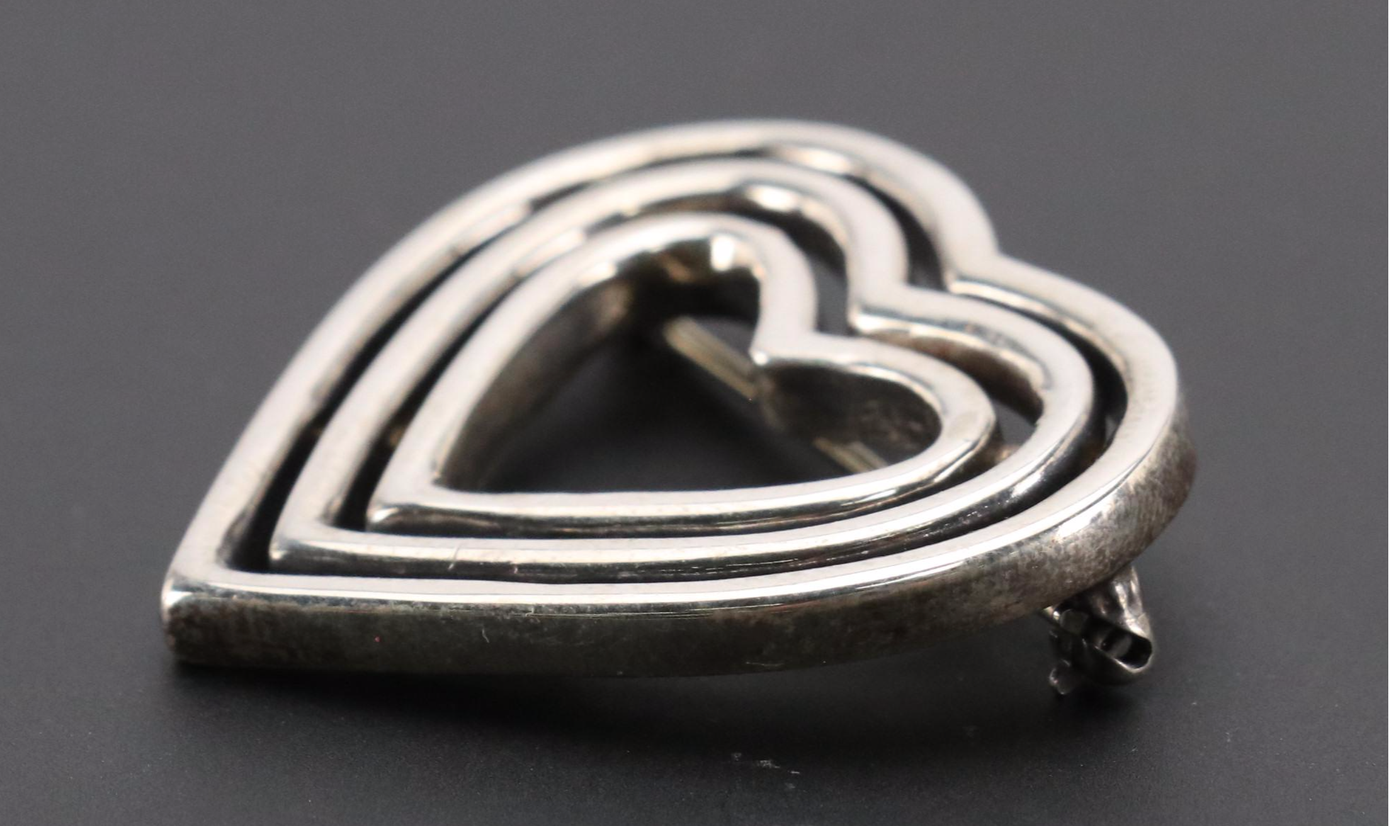 Tiffany & Co. Sterling Heart Brooch with Box