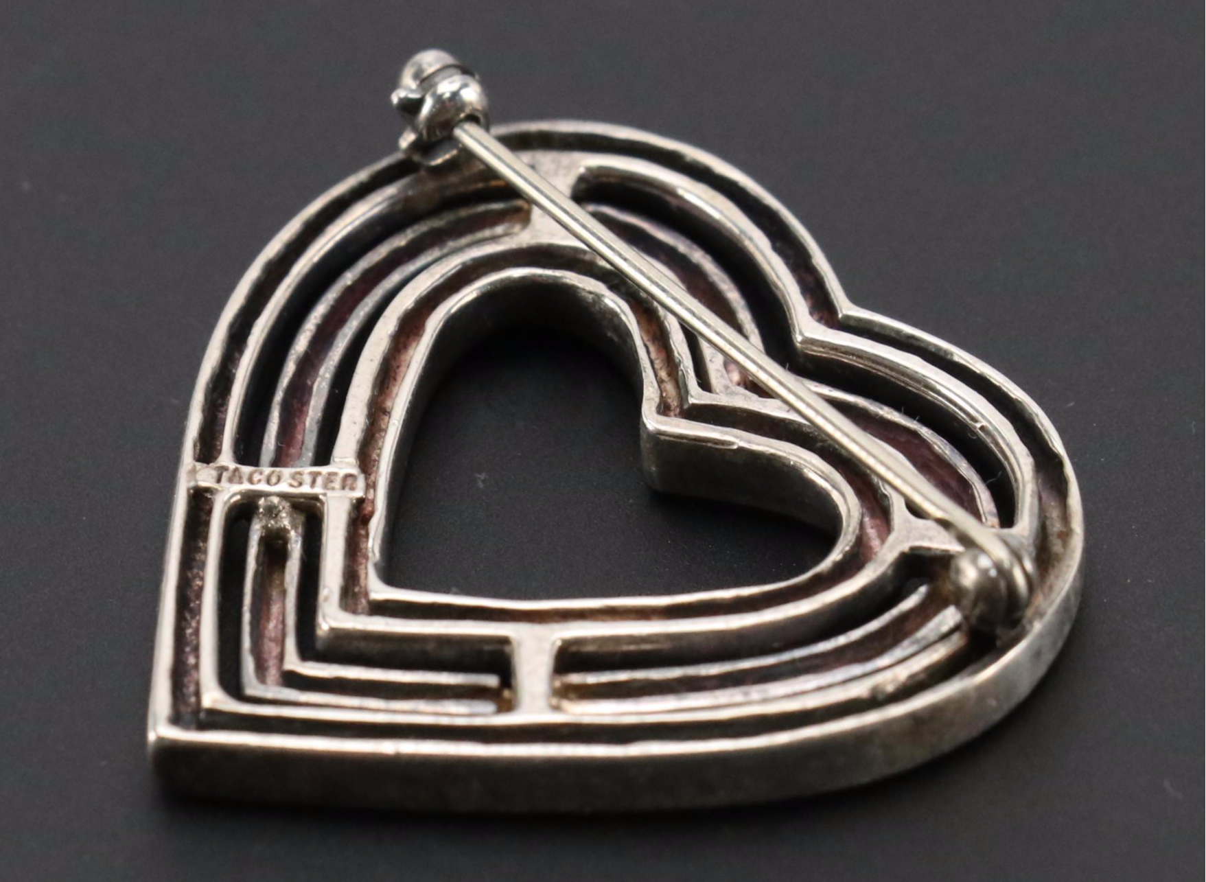 Tiffany & Co. Sterling Heart Brooch with Box