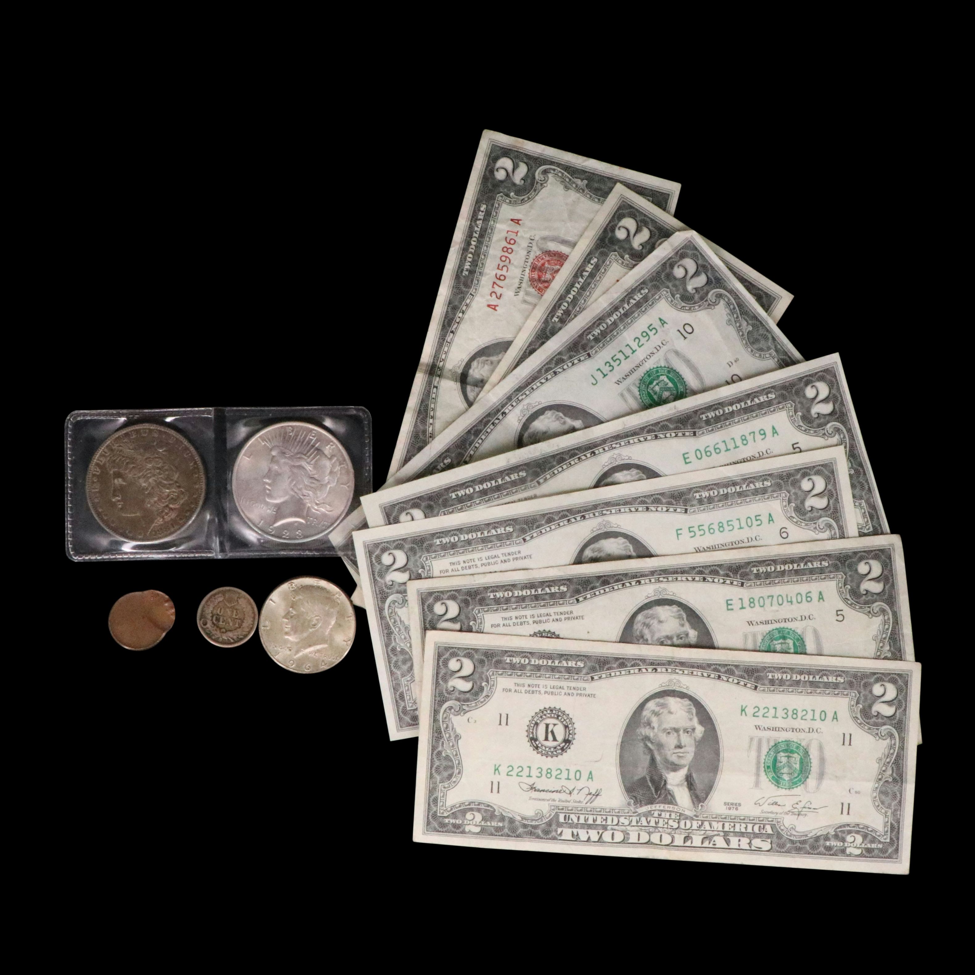 Morgan and Peace Silver Dollars, Vintage U.S. Currency, Error Coin, and More